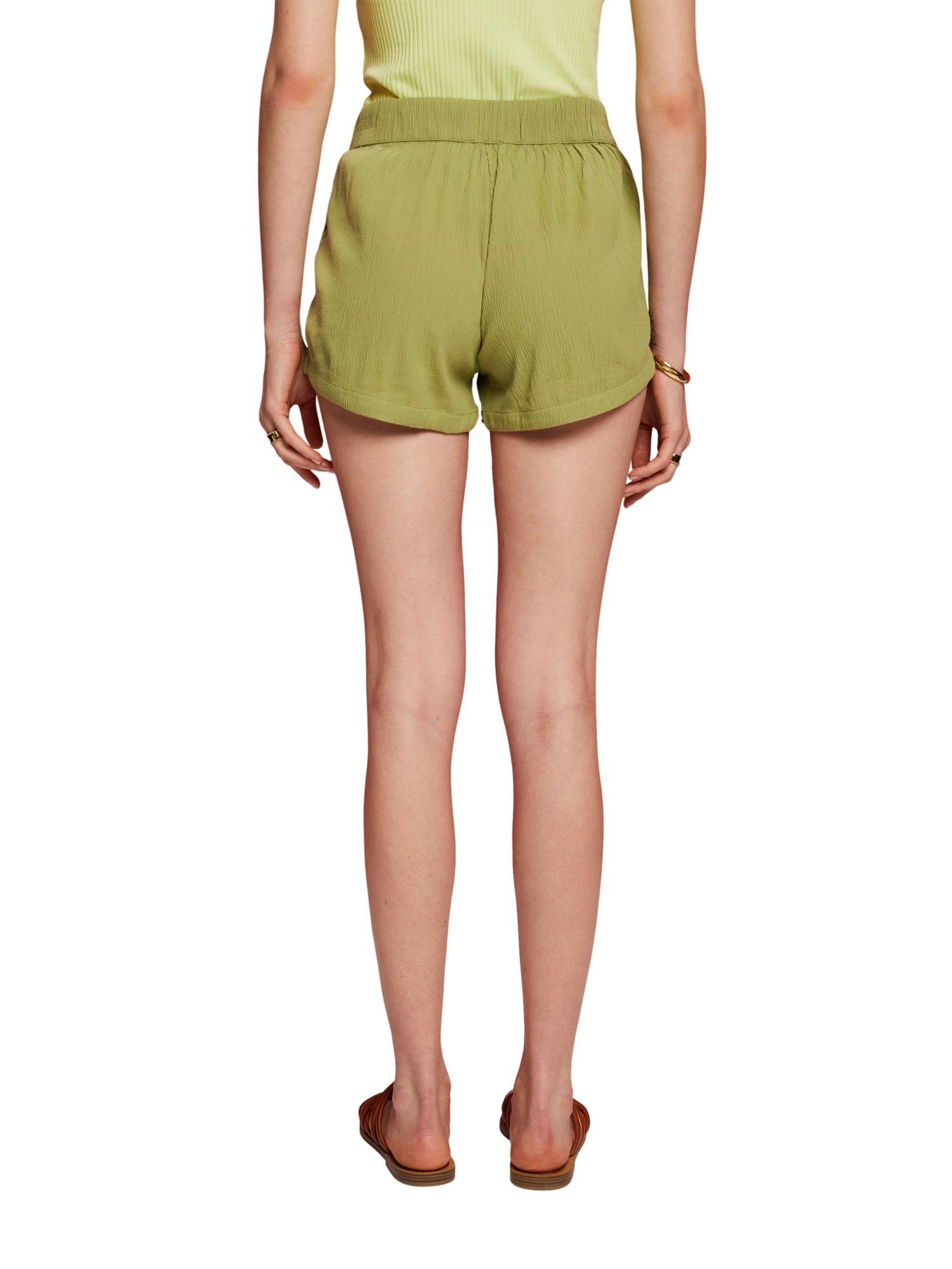 by GREEN Crinkle-Baumwolle Shorts edc aus (1-tlg) Esprit Pull-on-Shorts PISTACHIO