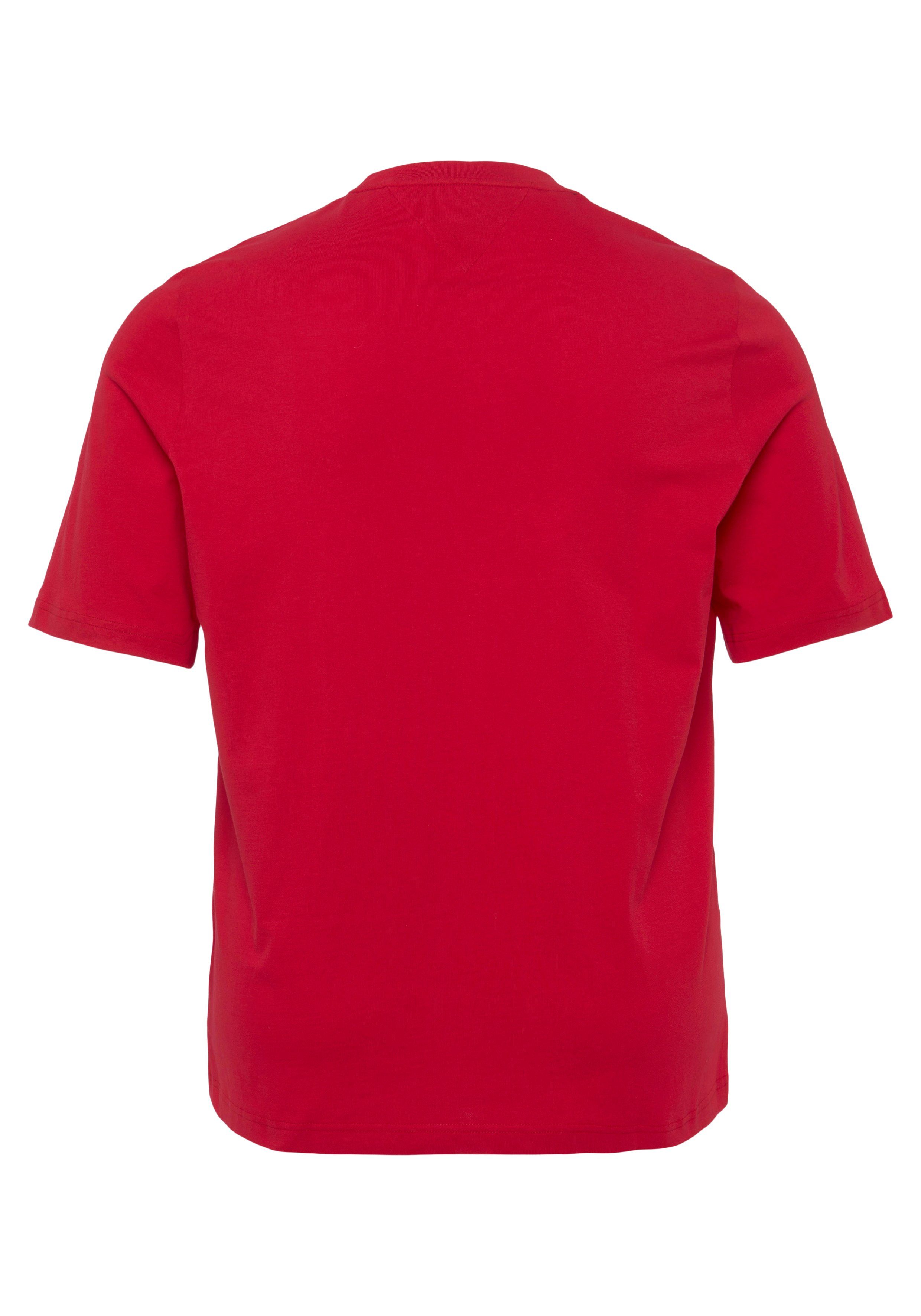 Big der & LOGO TEE-B Hilfiger Brust Hilfiger BT-TOMMY auf T-Shirt mit Tommy Tall rot Logoschriftzug Tommy