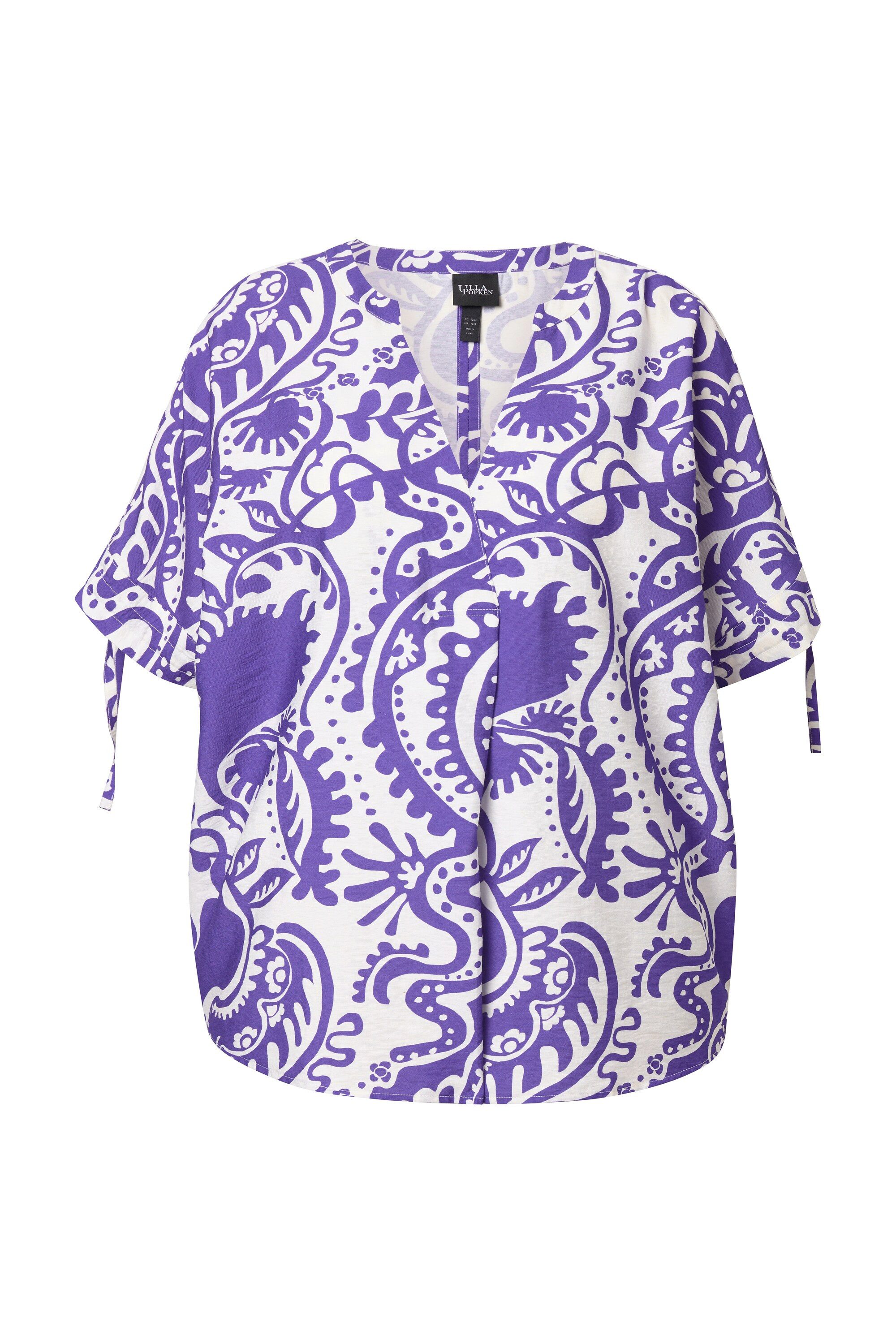 Ulla Popken Tunika Bluse Paisley V-Ausschnitt günstig online kaufen