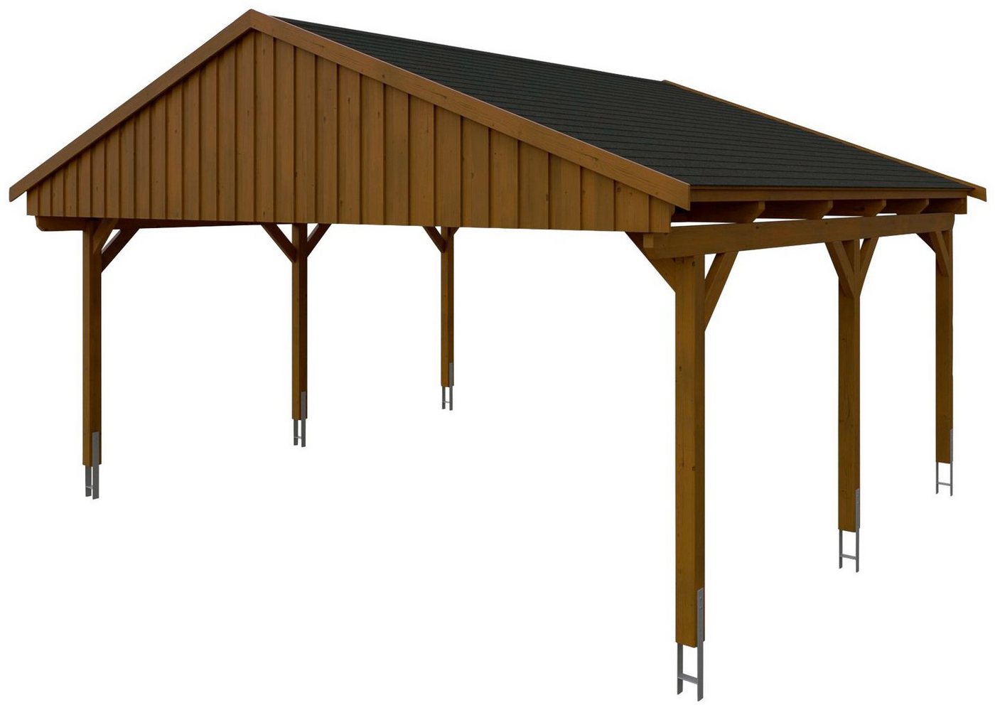Thumbnail - Skanholz Doppelcarport Fichtelberg, BxT: 618x566 cm, 574 cm Einfahrtshöhe, mit schwarzen Schindeln