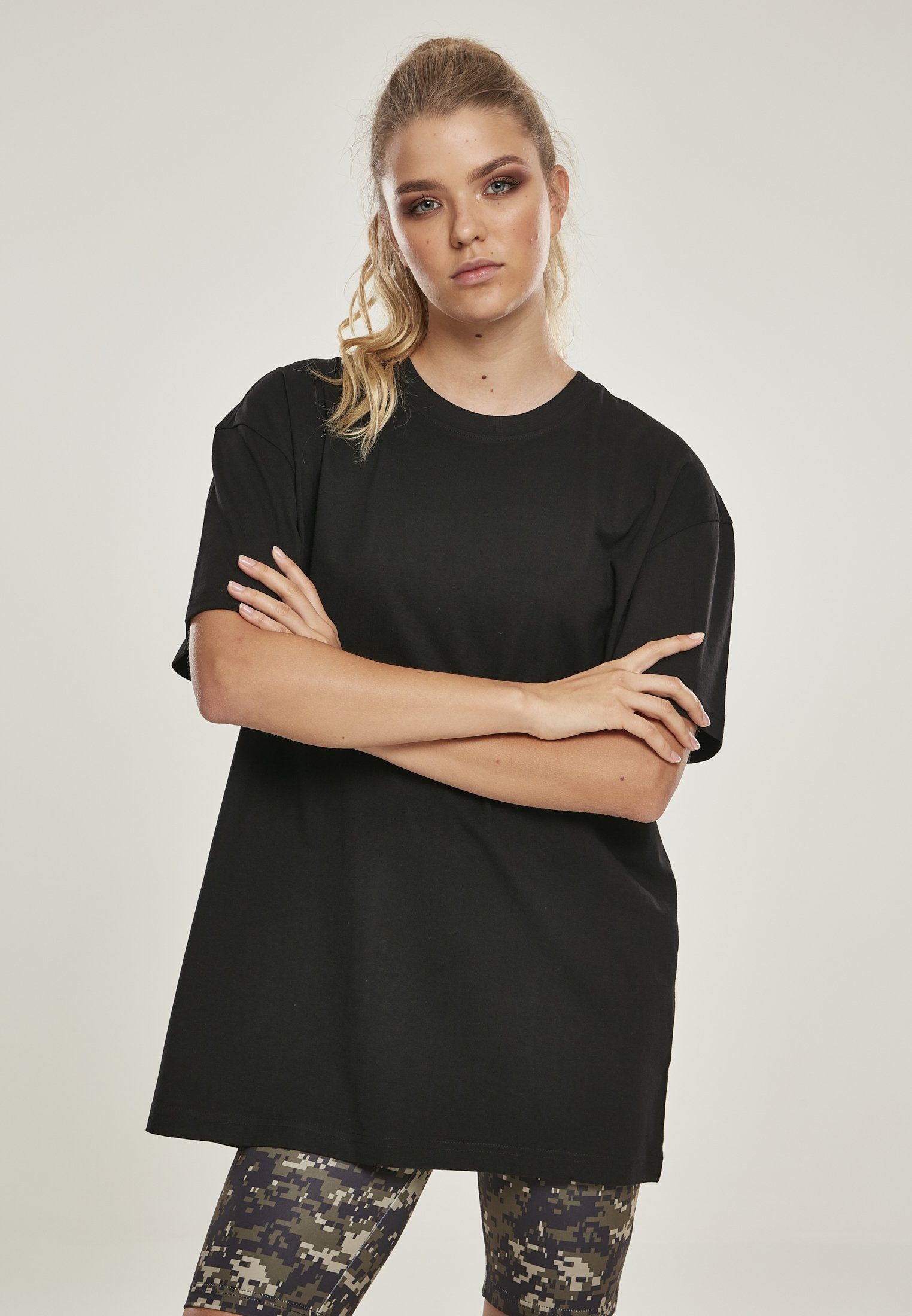 T-Shirt Oversized black URBAN CLASSICS Ladies Boyfriend Damen (1-tlg) Tee