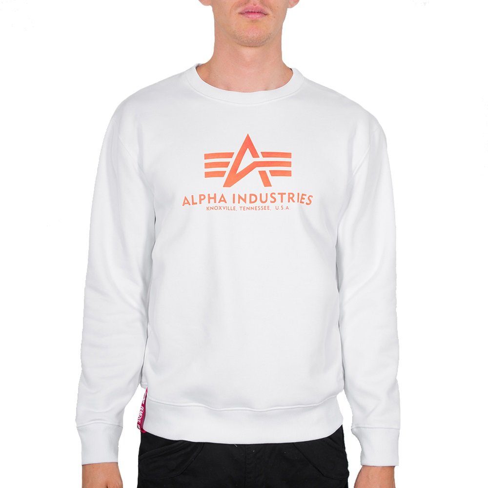 Alpha Industries Sweatshirt Alpha Industries Herren Sweatshirt Basic Sweater Neon Print white/neon orange