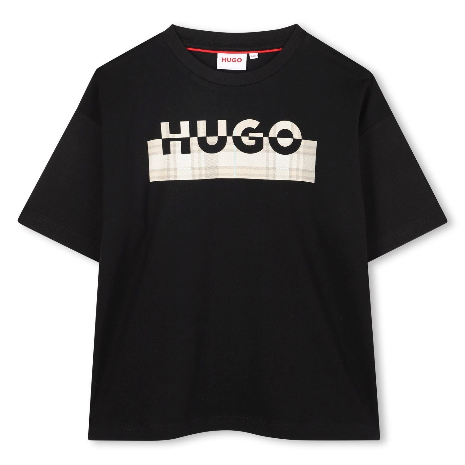 T-Shirt HUGO Kids T-Shirt Schwarz Kurzarm mit Split-Logo