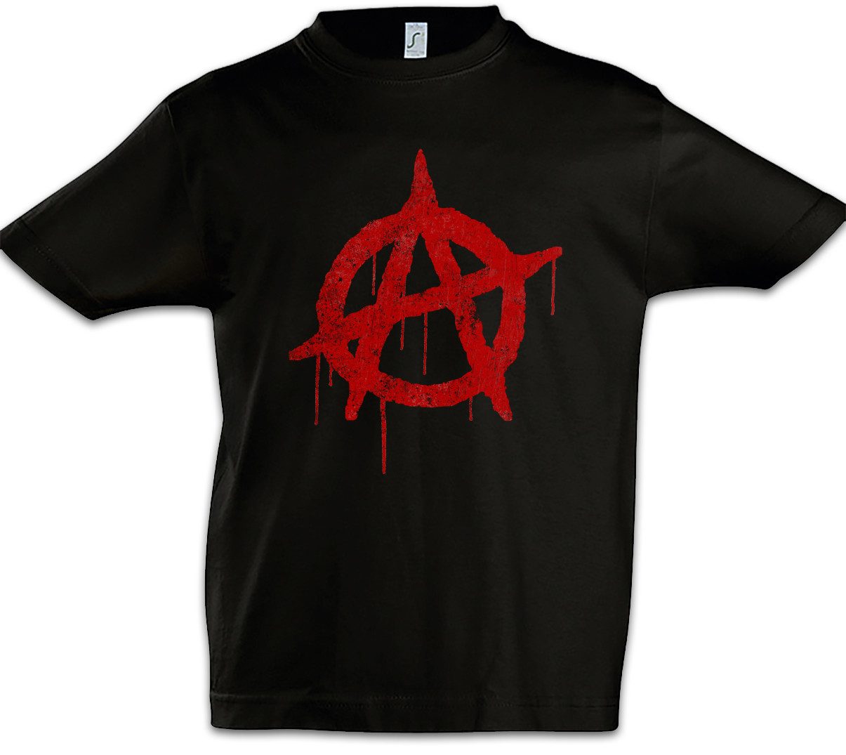 Print-Shirt Anarchy A Vintage Logo Kinder T-Shirt Rock Gothic Rocker Symbol Sign