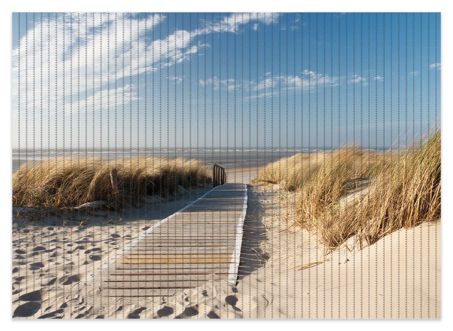 Wallario Schaum-Badematte Auf dem Holzweg zum Strand, Höhe 5.5 mm, rutschhemmend, geeignet für Fußbodenheizungen, Polymer-Schaum, rechteckig