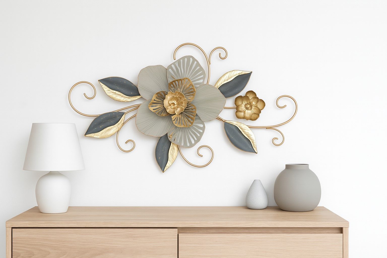 moebel-direkt-online Wanddekoobjekt aus Metall, Motiv: Floral