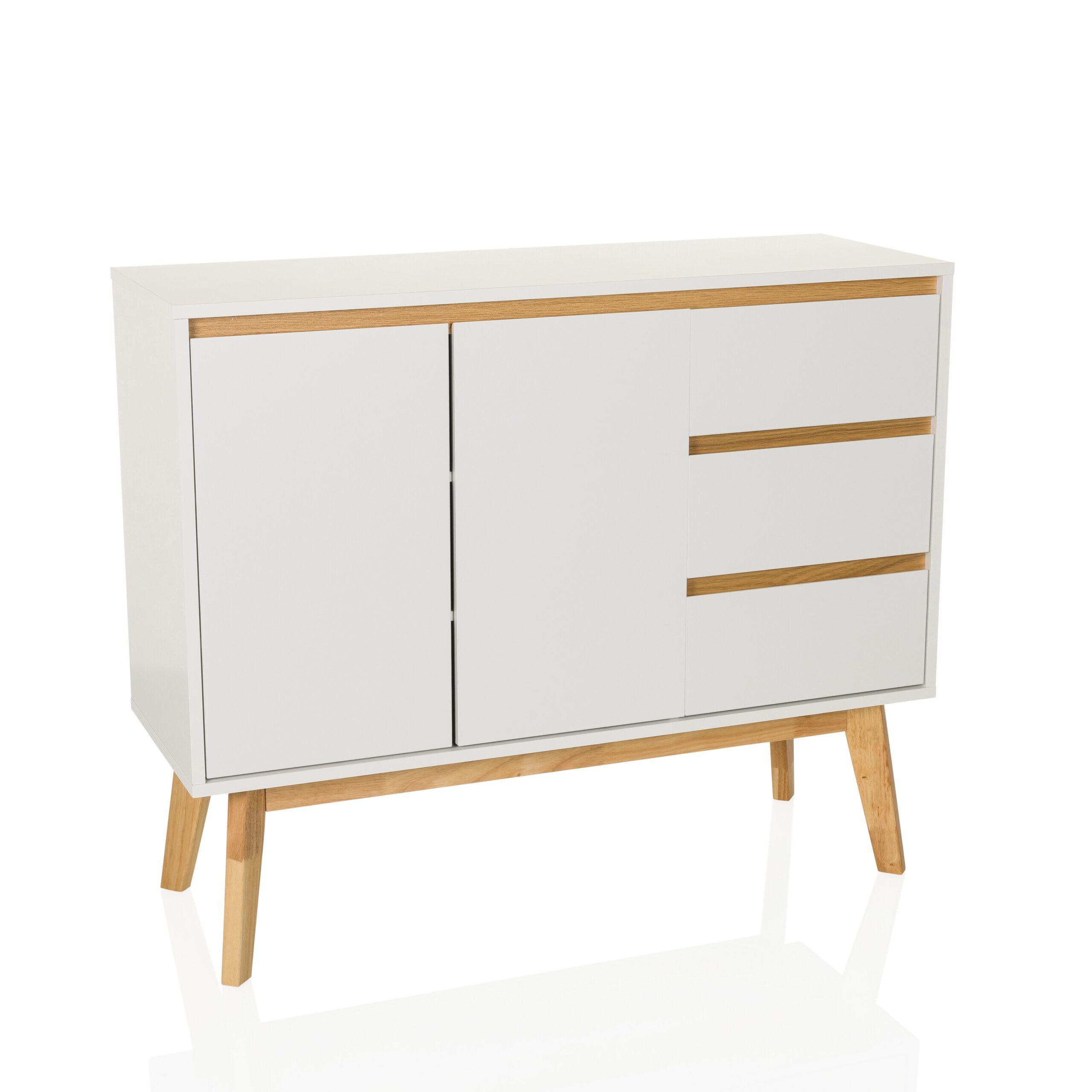 hjh LIVING Sideboard TAROLO I Kommode H/B/T: 80.0 x 97.0 x 34.0 cm, Kommode mit 3 Schubladen und 2 Türen, Soft-Close, Holzbeine, grifflos