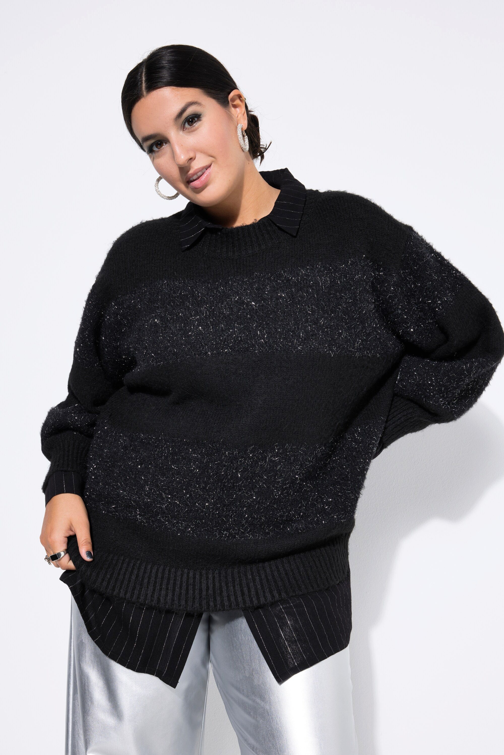 Studio Untold Strickpullover Pullover oversized Kuschelstrick Glitzer-Strei günstig online kaufen