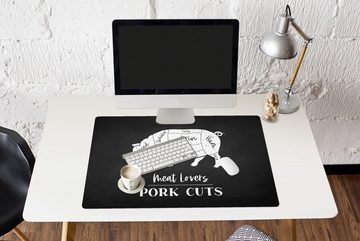 MuchoWow Gaming Mauspad Küche - Schwein - Metzger (1-St), Büro für Tastatur und Maus, Mousepad Gaming, 90x60 cm, XXL, Großes