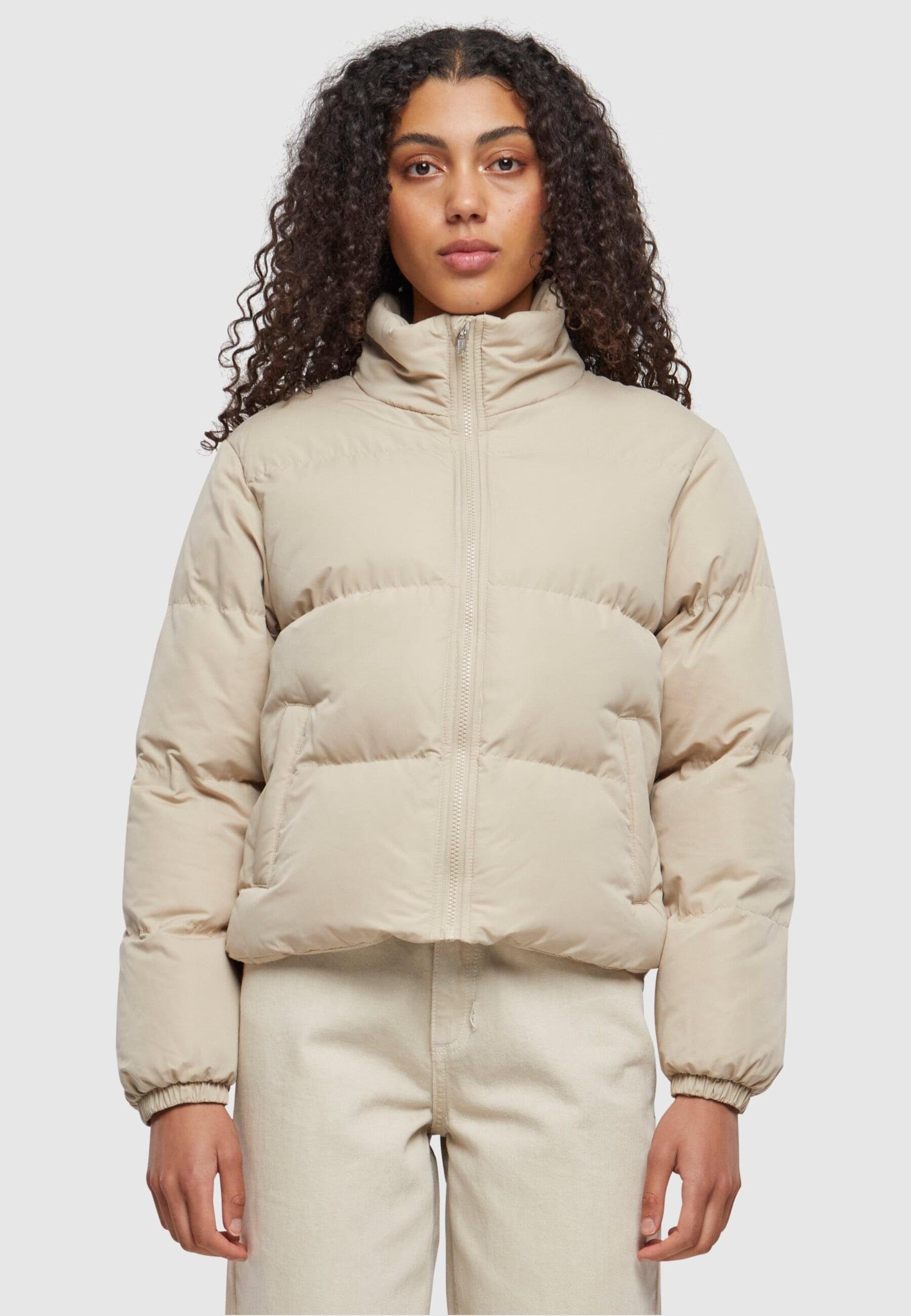 URBAN CLASSICS Winterjacke Damen Ladies Short Peached Puffer Jacket (1-St) wetsand