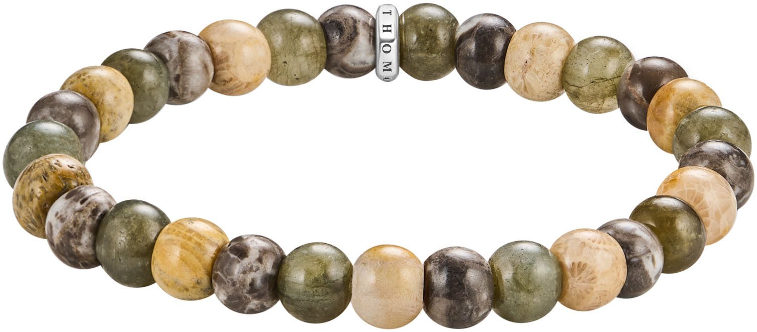 Valentinstagsgeschenk THOMAS SABO Armband Bead Armband, mit Labradorit, Jaspis, grün|silberfarben