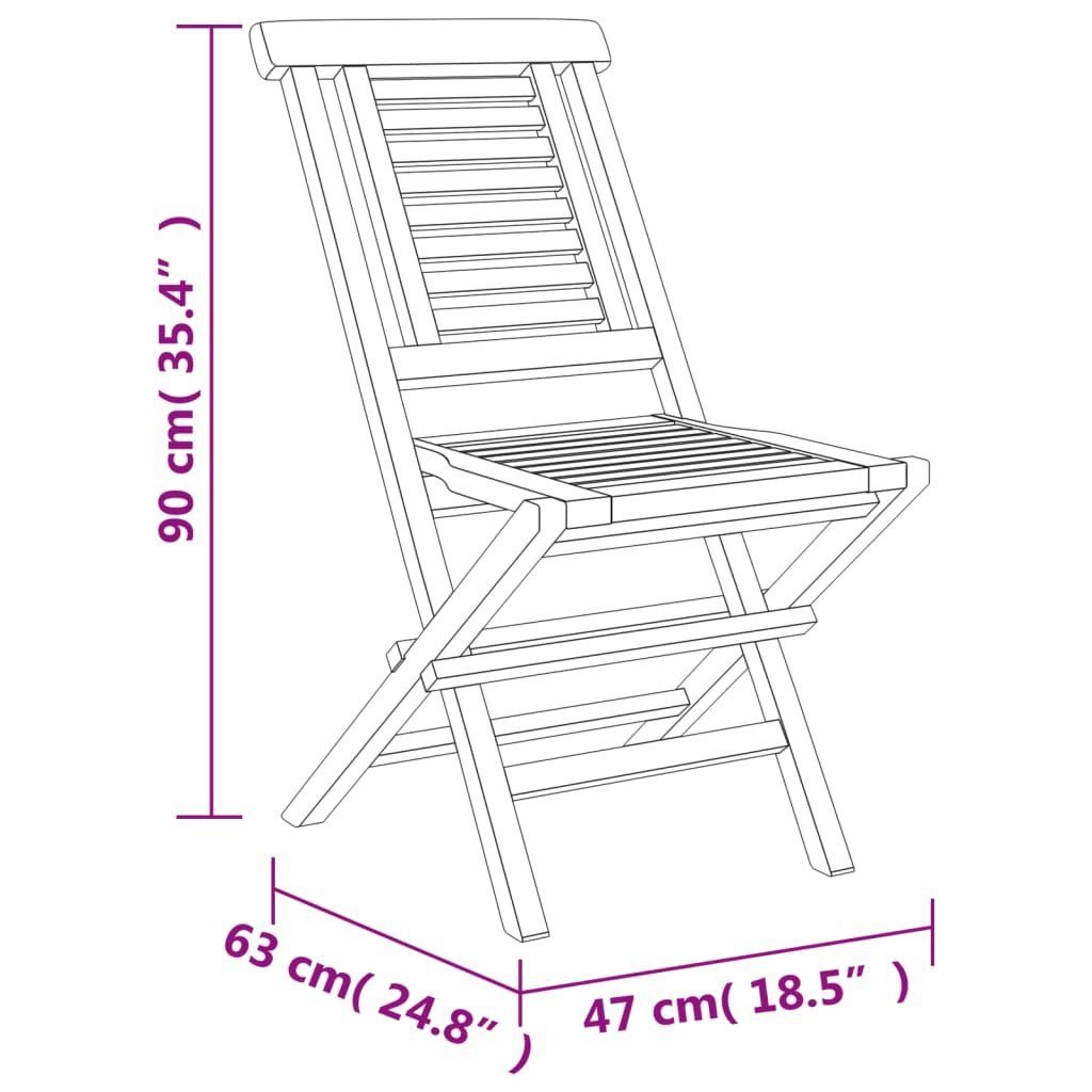 Gartenstuhl Massivholz 6 47x63x90 Teak vidaXL cm Gartenstühle Stk Klappbar