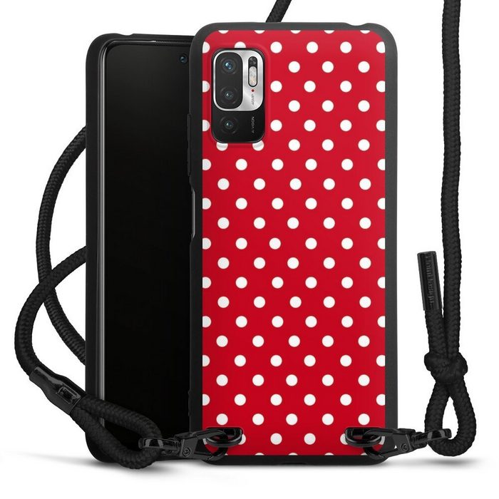 DeinDesign Handyhülle Punkte Retro Polka Dots Polka Dots - dunkelrot und weiß Xiaomi Redmi Note 10 5G Premium Handykette Hülle mit Band