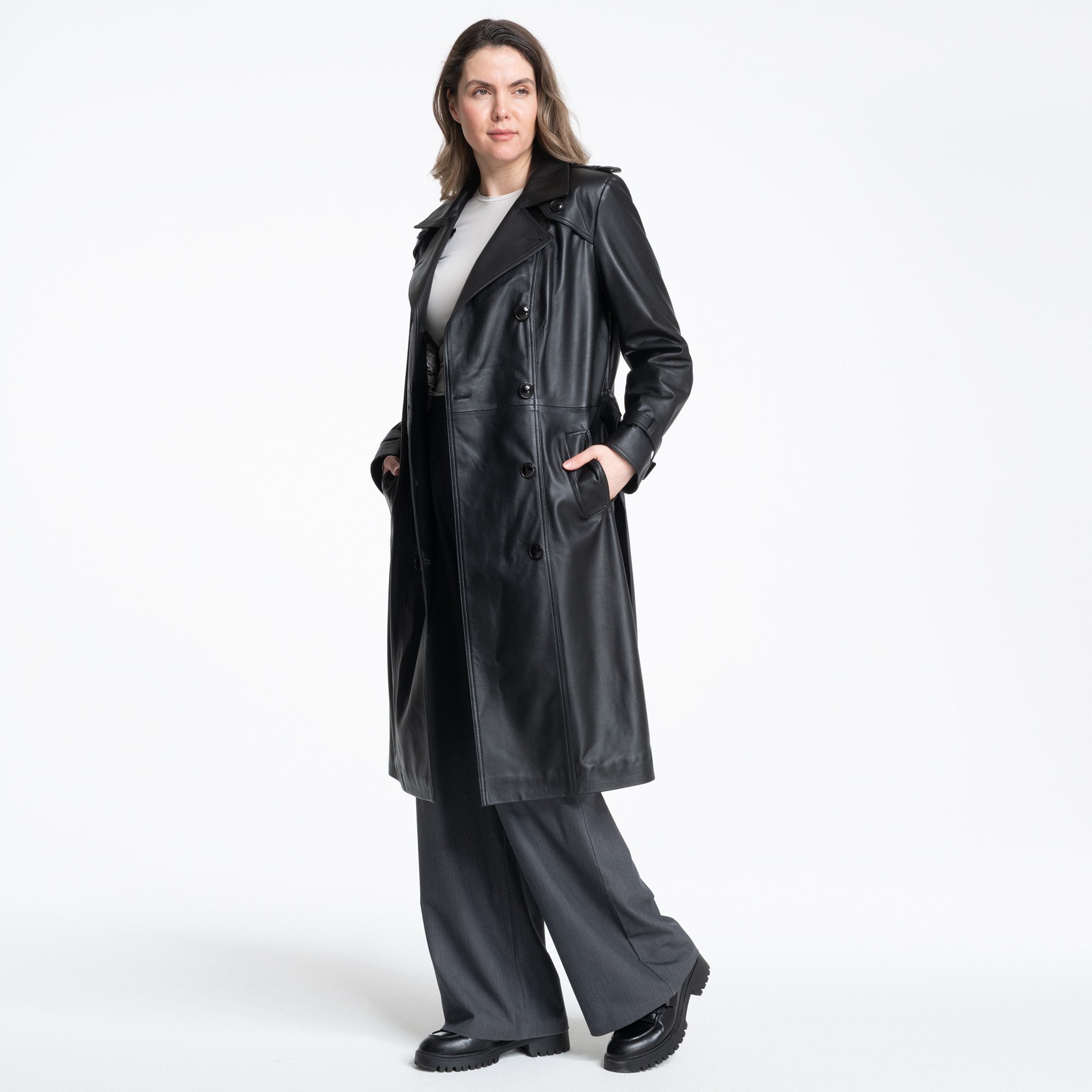 Mouflon Ledermantel Celina „Hochwertiger, softiger Leder-Trenchcoat“