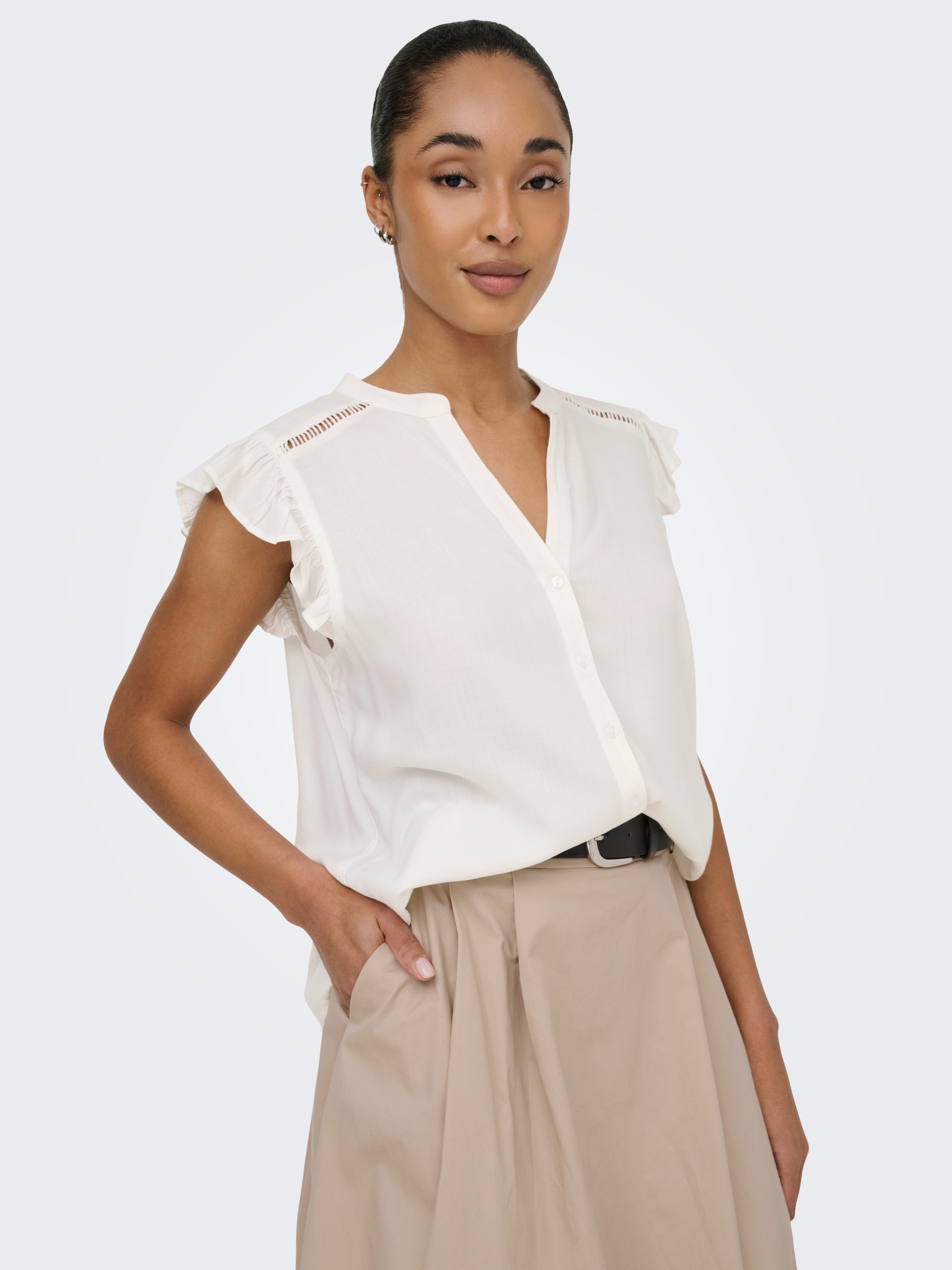 ONLY Kurzarmbluse ONLROSELLA LIFE CAPSLEEVE SHIRT WVN NOOS Viskose, regular fit