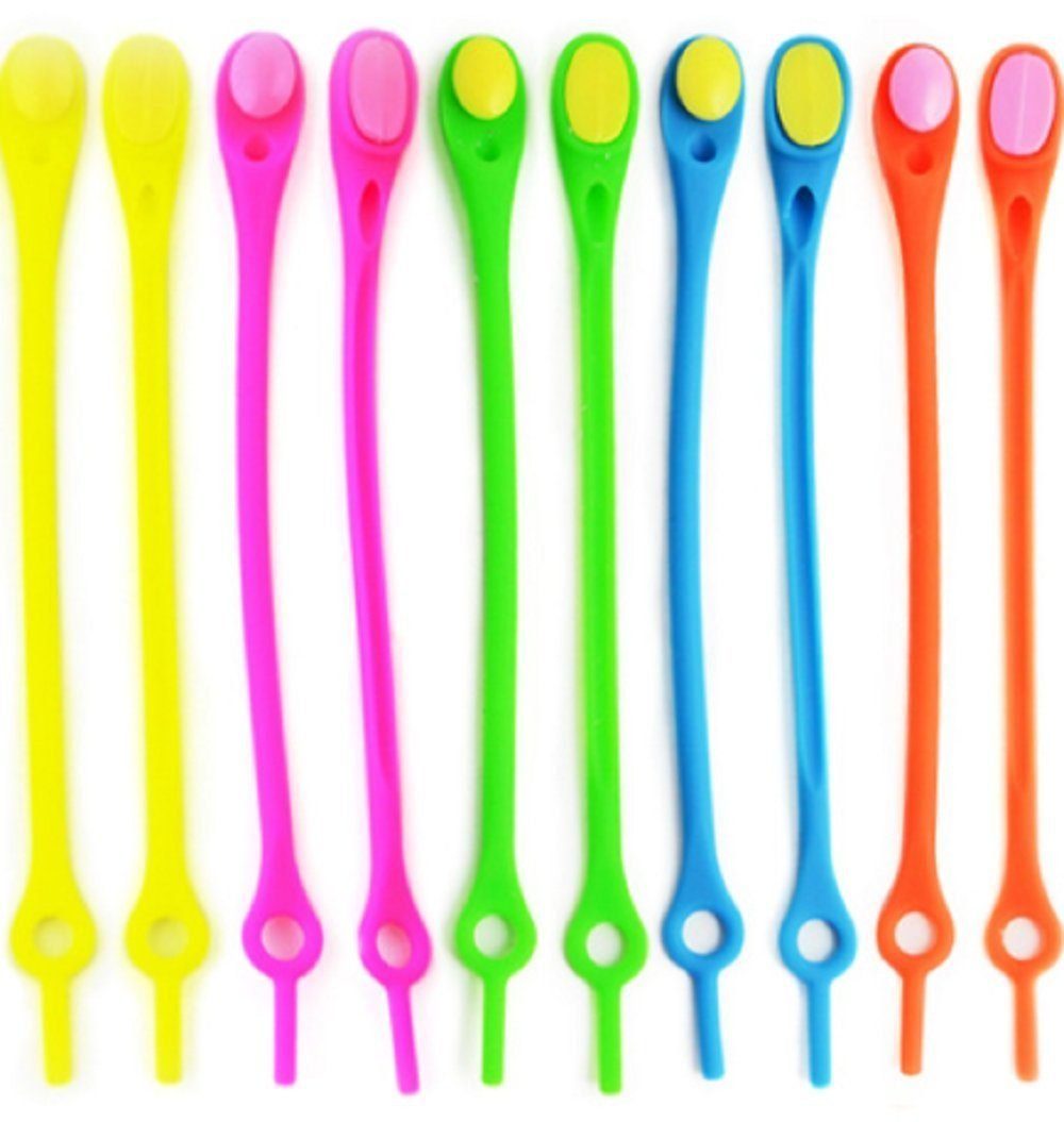 COOL-i ® Schnürsenkel, 10 St. Strapazierfähige Silikon-Schnürsenkel, Kein Binden Nötig