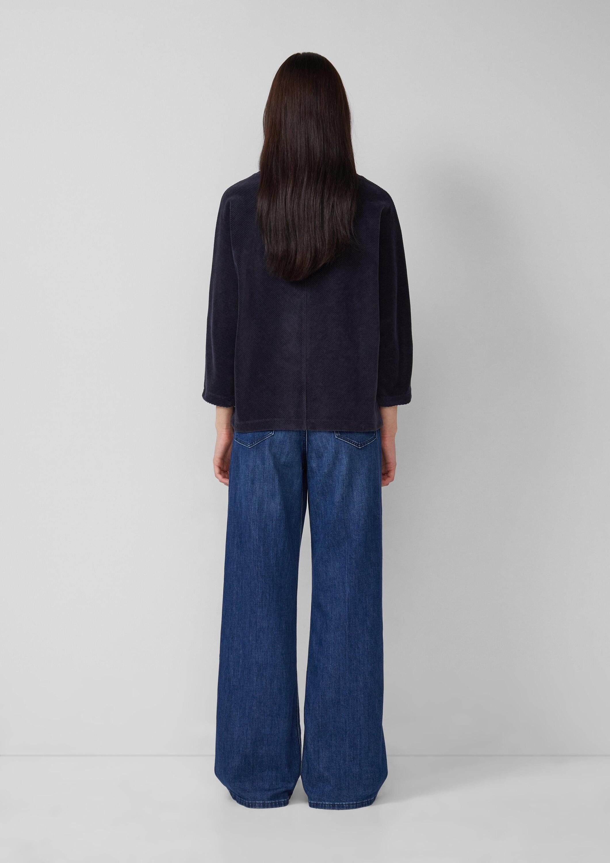 s.Oliver 3/4 Arm-Pullover Sweatshirt Cord-Shirt mit Teilungsnaht und Fledermausärmeln