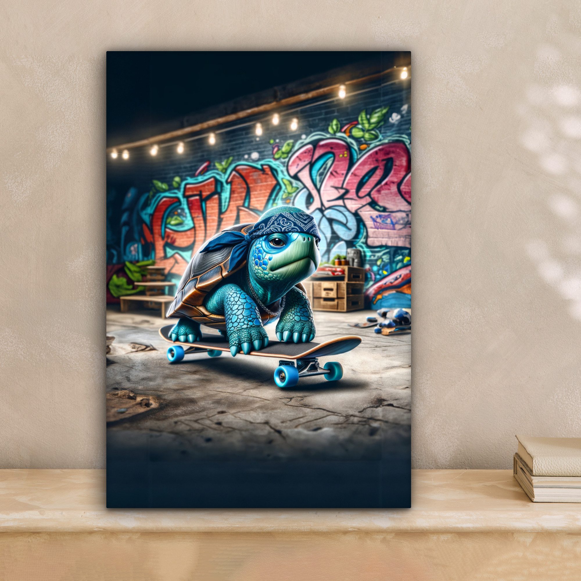 OneMillionCanvasses® Leinwandbild Schildkröte - Graffiti - Skateboard - Jun günstig online kaufen