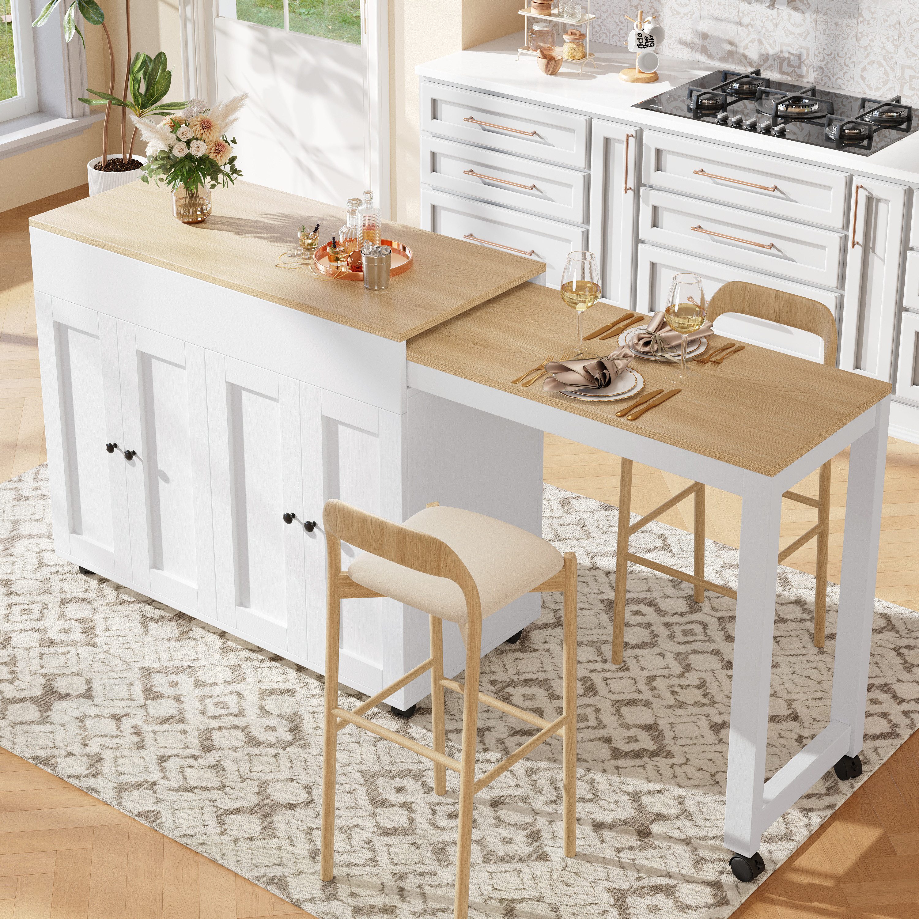 OKWISH Bartisch Moderne Bistrotisch,Ausziehbarer mit Stauraum günstig online kaufen