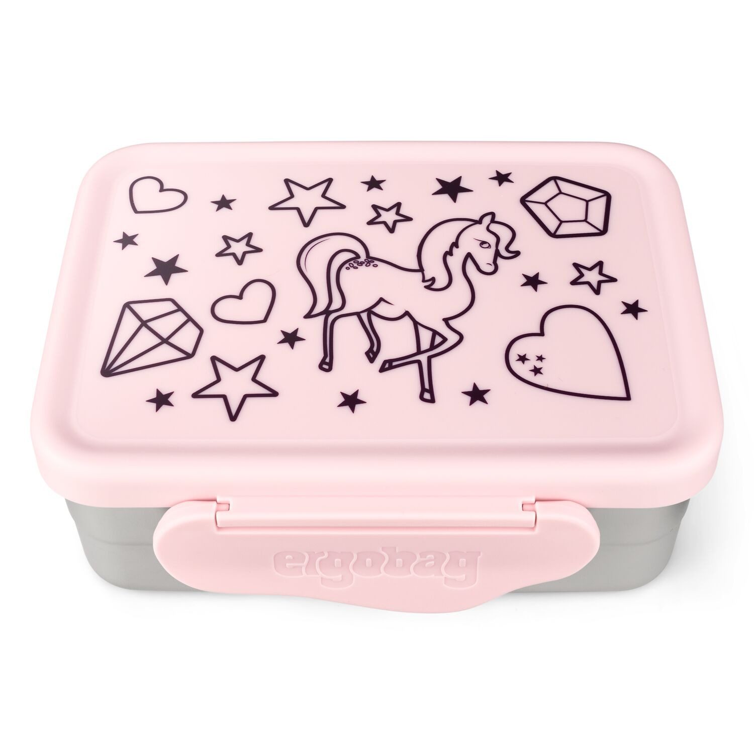 ergobag Trinkflasche Edelstahl Brotdose Rosa 2-teilig, Lunchbox, Pausenbox, Snackbox, Essensbox