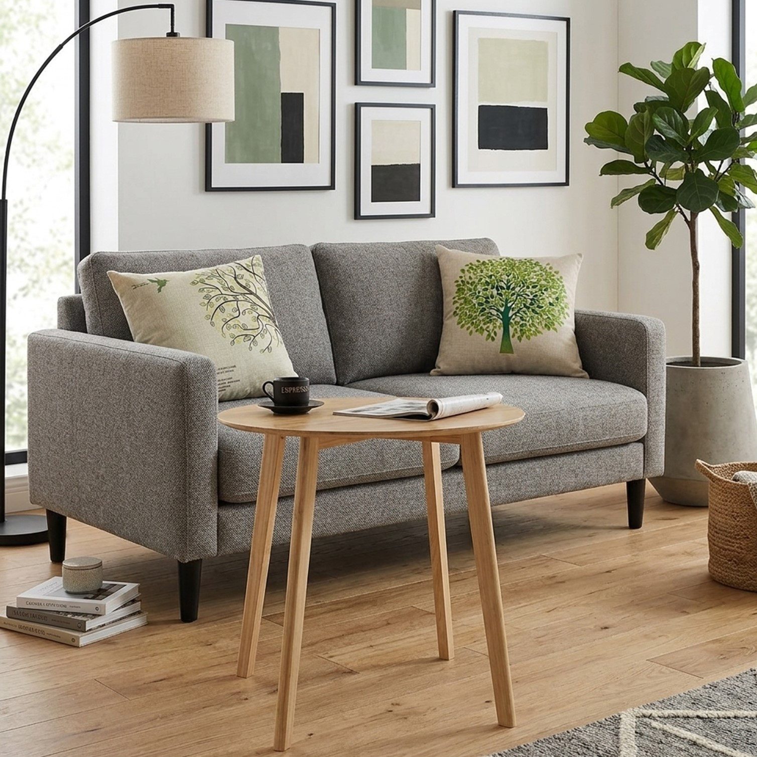 HOOZ Beistelltisch Bambus Sofatisch rund Natur-Design – Couchtisch Set Wohnzimmer Ø 42cm (Einzelteil, 1-St., bestehend aus einem Kaffeetisch), Stilvoller Satztisch aus Bambus für Wohnzimmer und Schlafzimmer