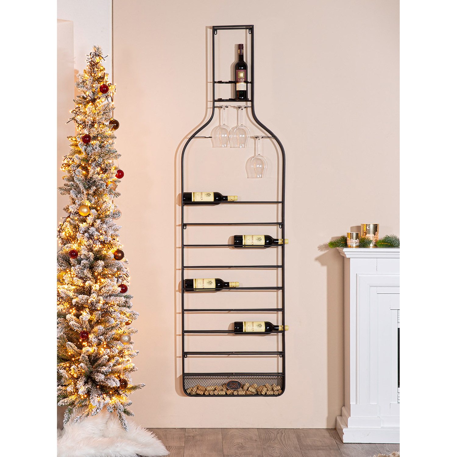 GILDE Weinregal CORK - Weinregal aus Metall - schwarz - H. 204cm - für 20 W günstig online kaufen