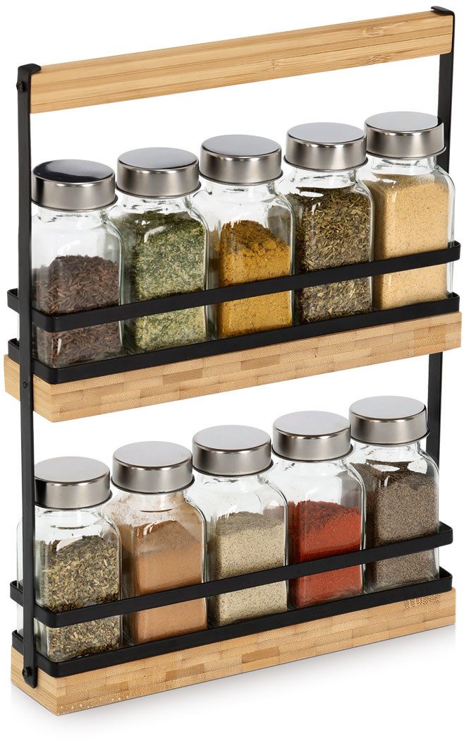 Zeller Present Gewürzständer Set, 11-tlg., Glas/Metall/Bambus, (Set, 11-tlg), hochwertig, moderner Materialmix