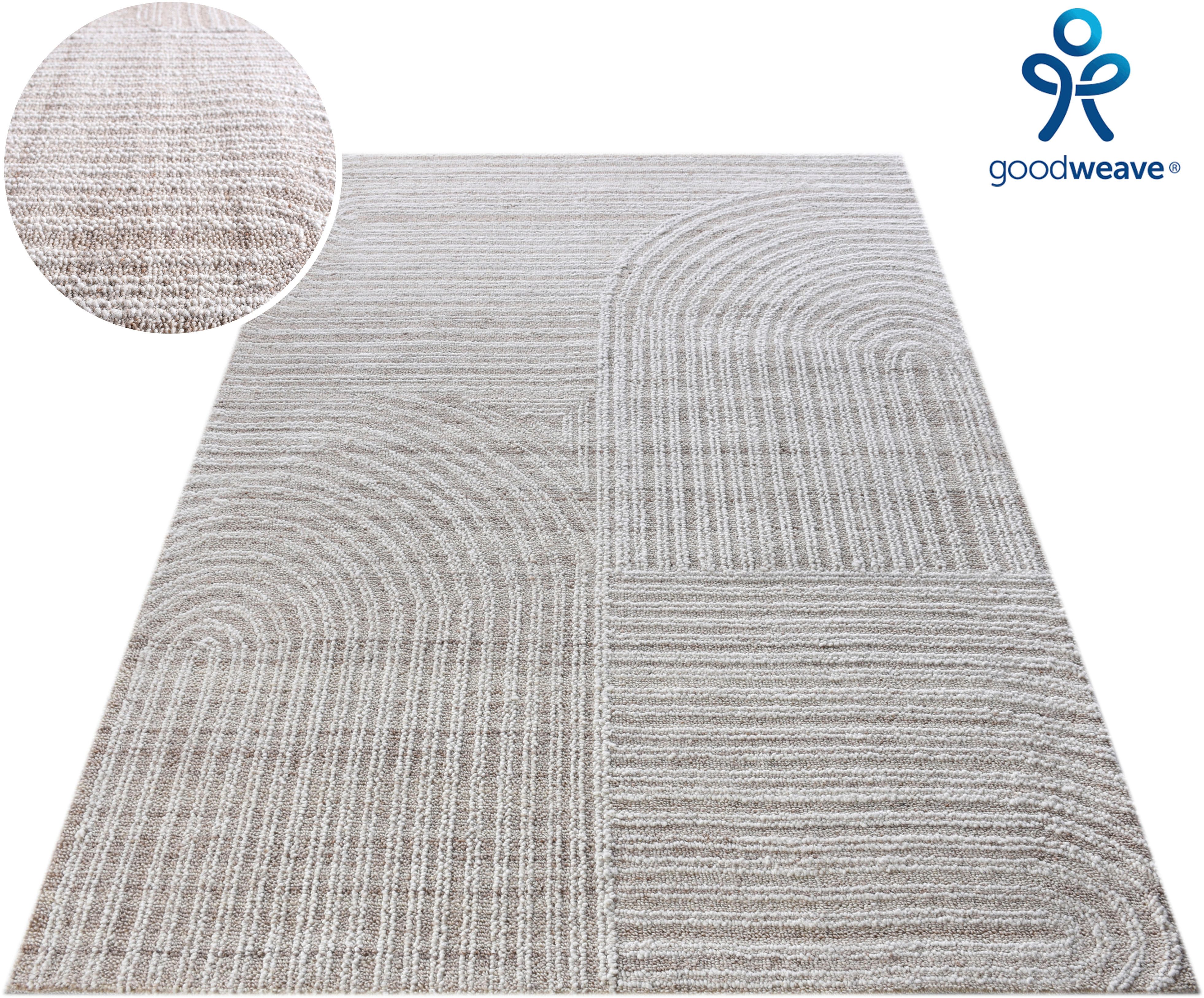 my home Wollteppich Brevik, handgefertigt, Wolle, Hoch-Tief-Struktur, recht günstig online kaufen