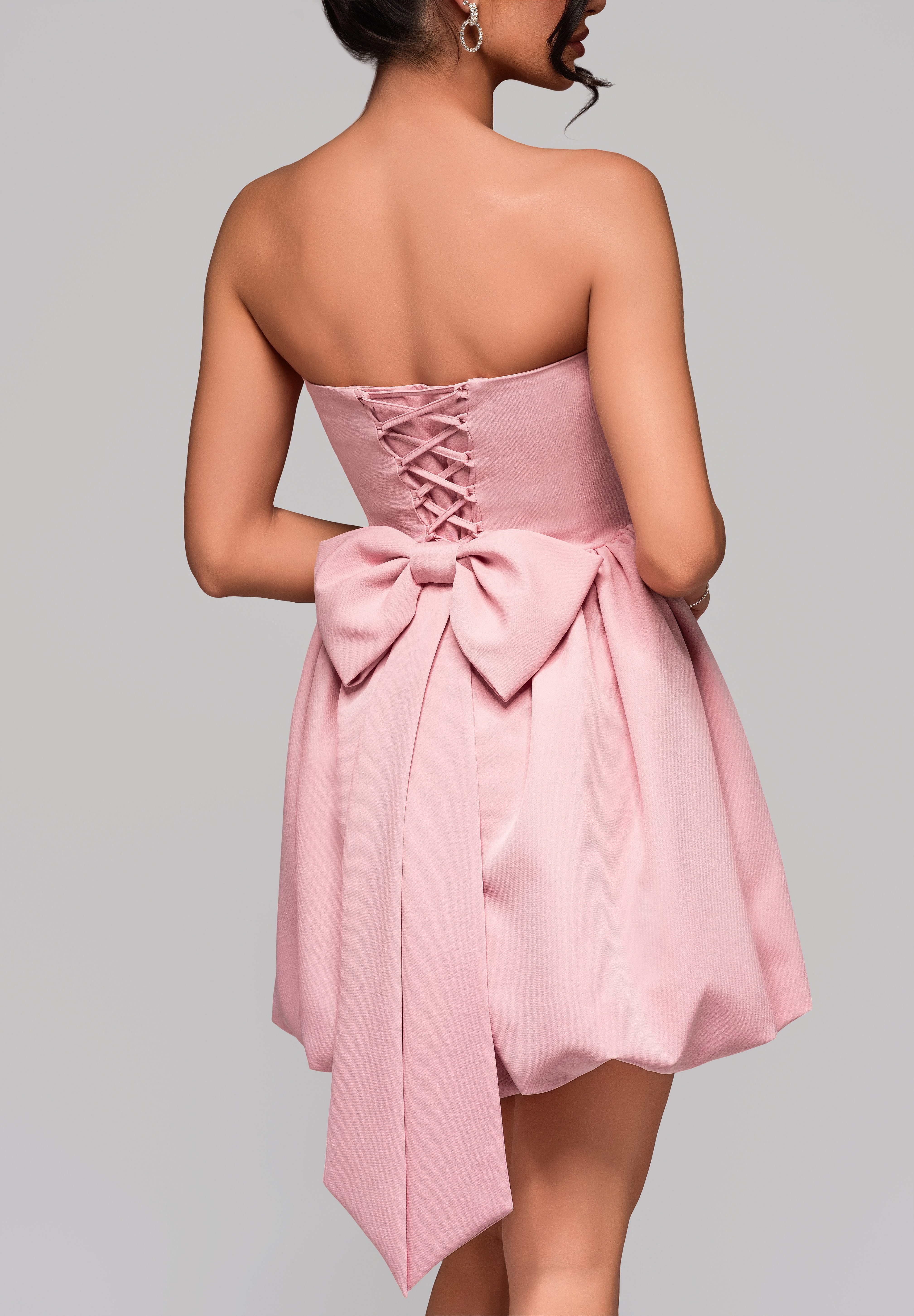 OMBRE Abendkleid Schulterfreies Minikleid mit Ballonrock