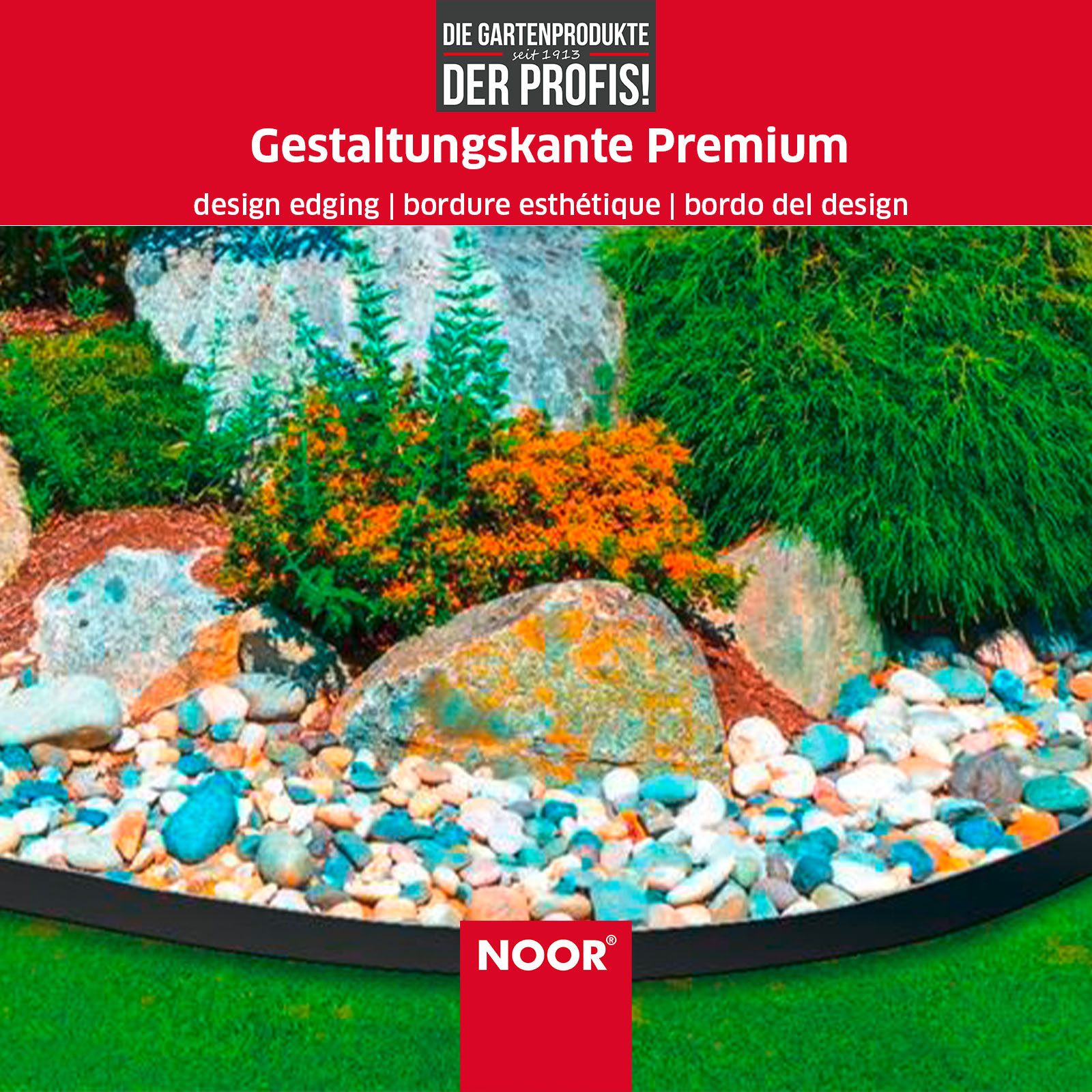 NOOR Beetbegrenzung Gestaltungskante Premium - 20 cm x 6 m Taupe, LxH: 600,00x20 cm, individuell zuschneidbar - Trennt Beete sauber und sicher