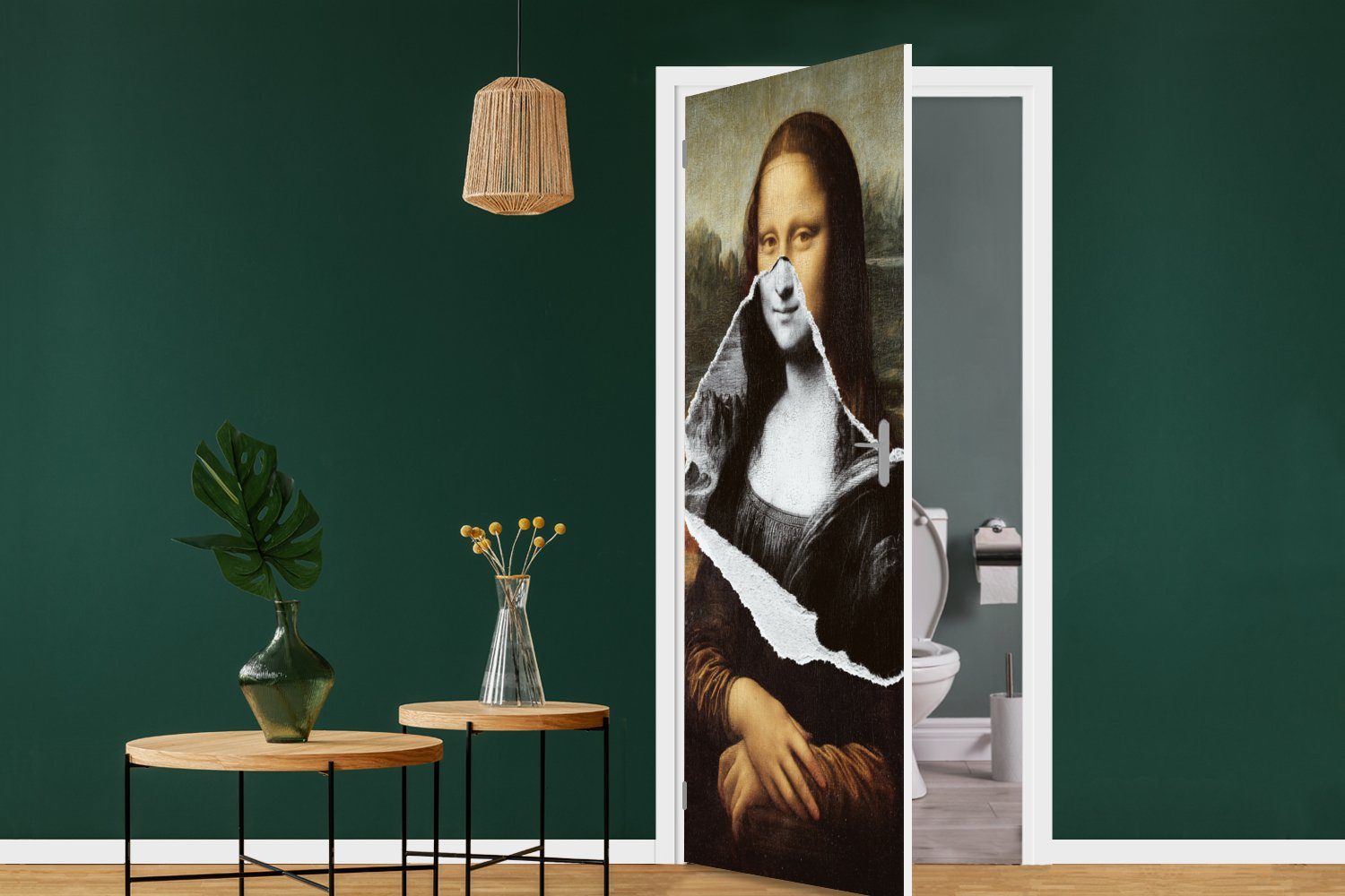 Kunst, bedruckt, Matt, - Fototapete Mona - cm für (1 75x205 Lisa Türtapete Da Türaufkleber, Vinci St), Tür, MuchoWow