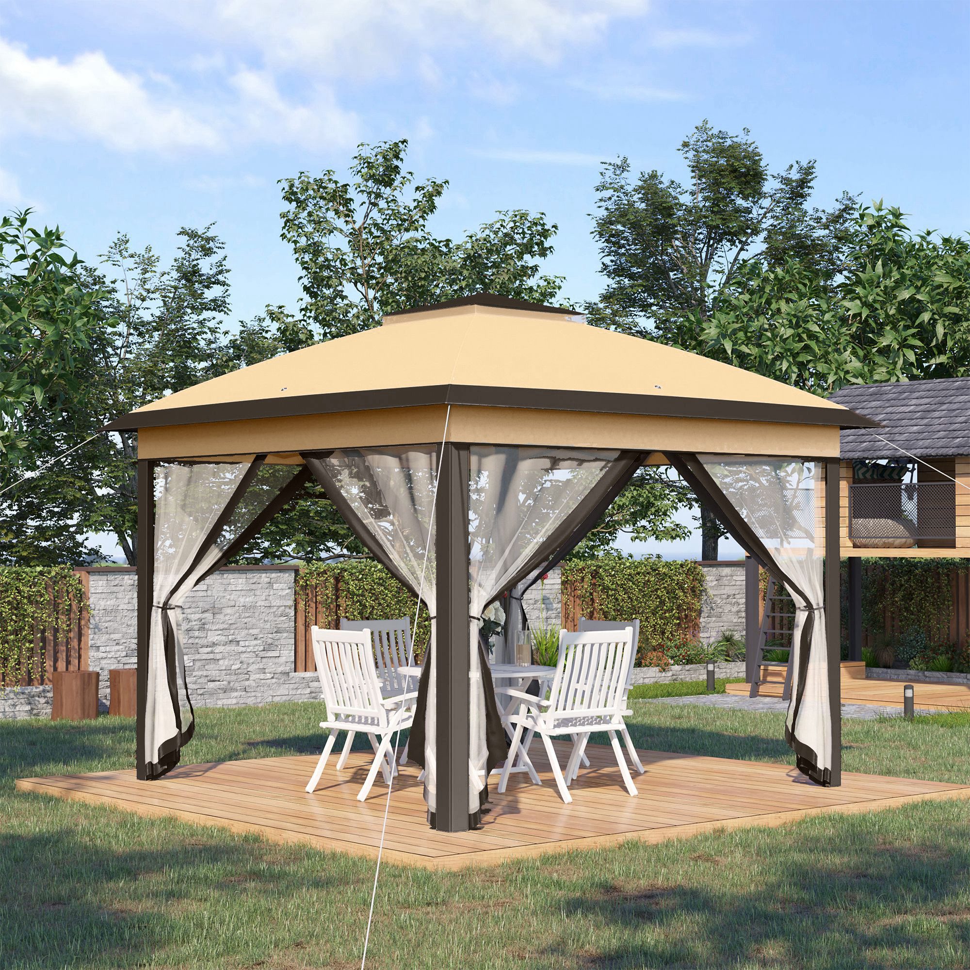 Outsunny Faltpavillon 3,3x3,3m, wasserabweisend Winterfest, mit günstig online kaufen