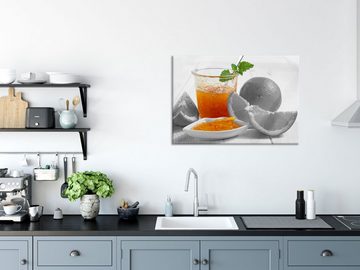 Pixxprint Glasbild Orangen Marmelade Orangensaft, Orangen Marmelade Orangensaft (1 St), Glasbild aus Echtglas, inkl. Aufhängungen und Abstandshalter