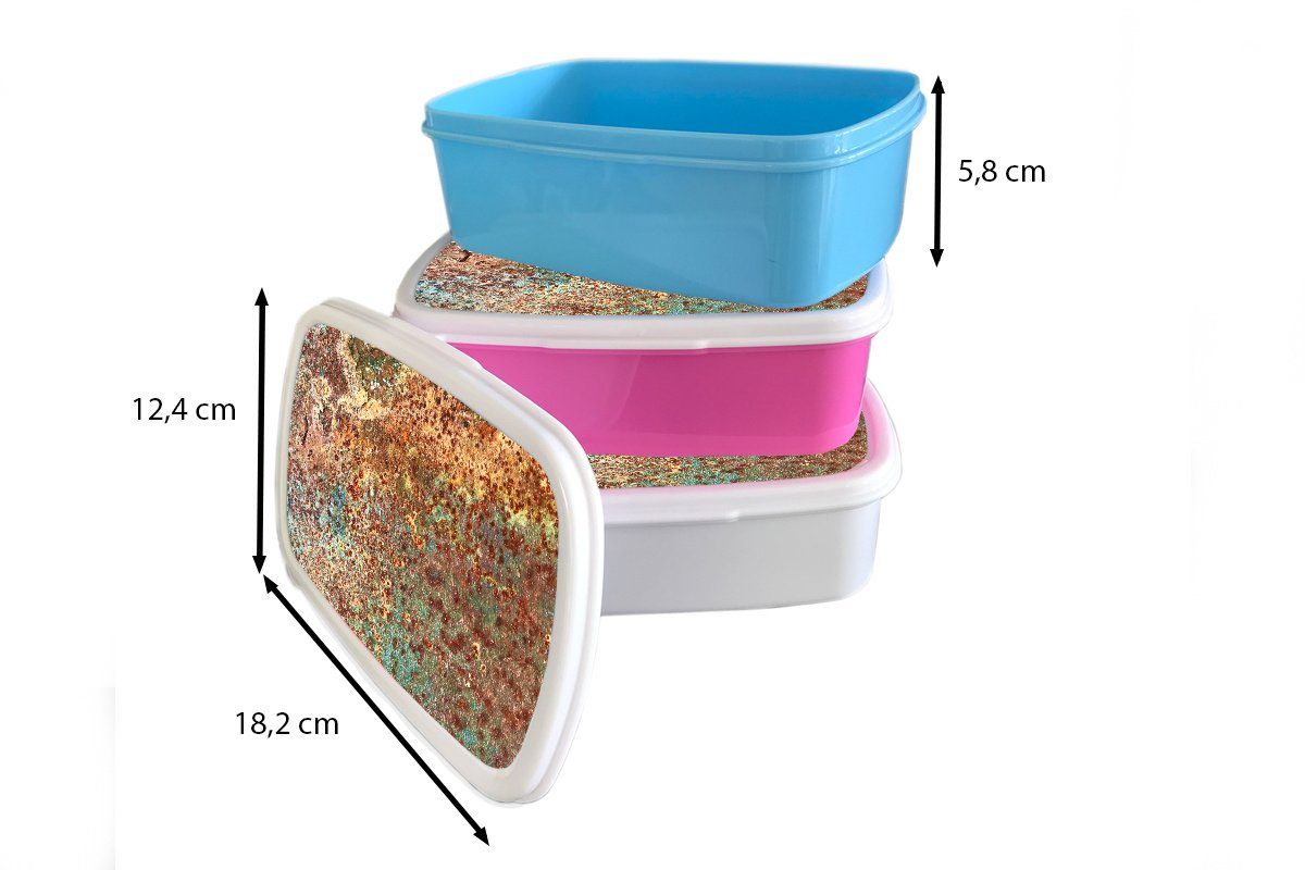 MuchoWow Lunchbox (2-tlg), und Rost Kunststoff, Jungs - - Blau für Mädchen Stahl Erwachsene, Brotdose, Brotbox und für Braun, Kinder - weiß