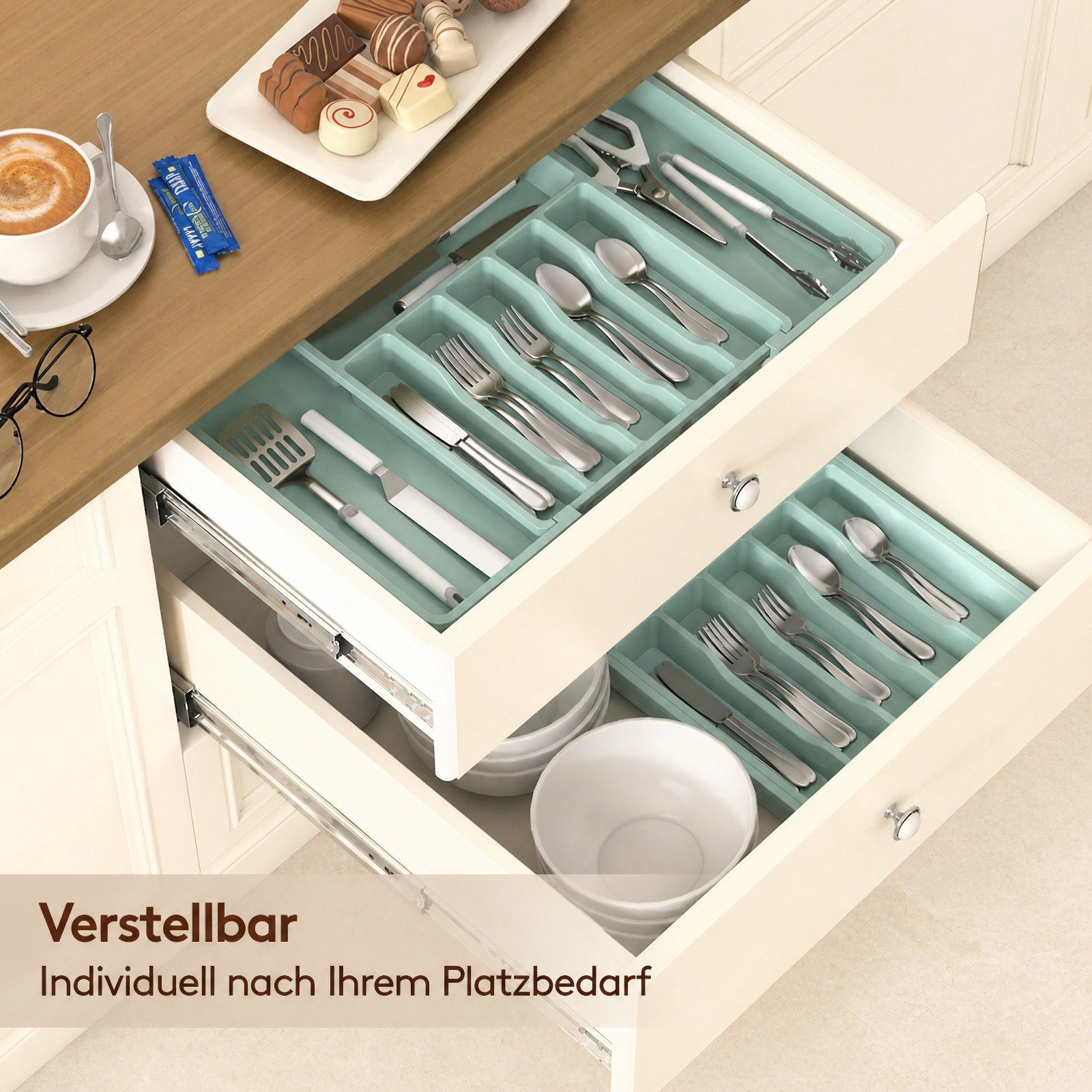 Lifewit Besteckeinsatz Besteckkasten für Schubladen, Verstellbarer Besteckhalter (1 St) – Bild 5 von 5