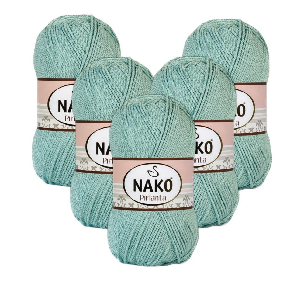 NAKO 5 x NAKO Pirlanta Häkelwolle, 225 m, Häkelgarn,Strickgarn,Amigurumi,Strickwolle