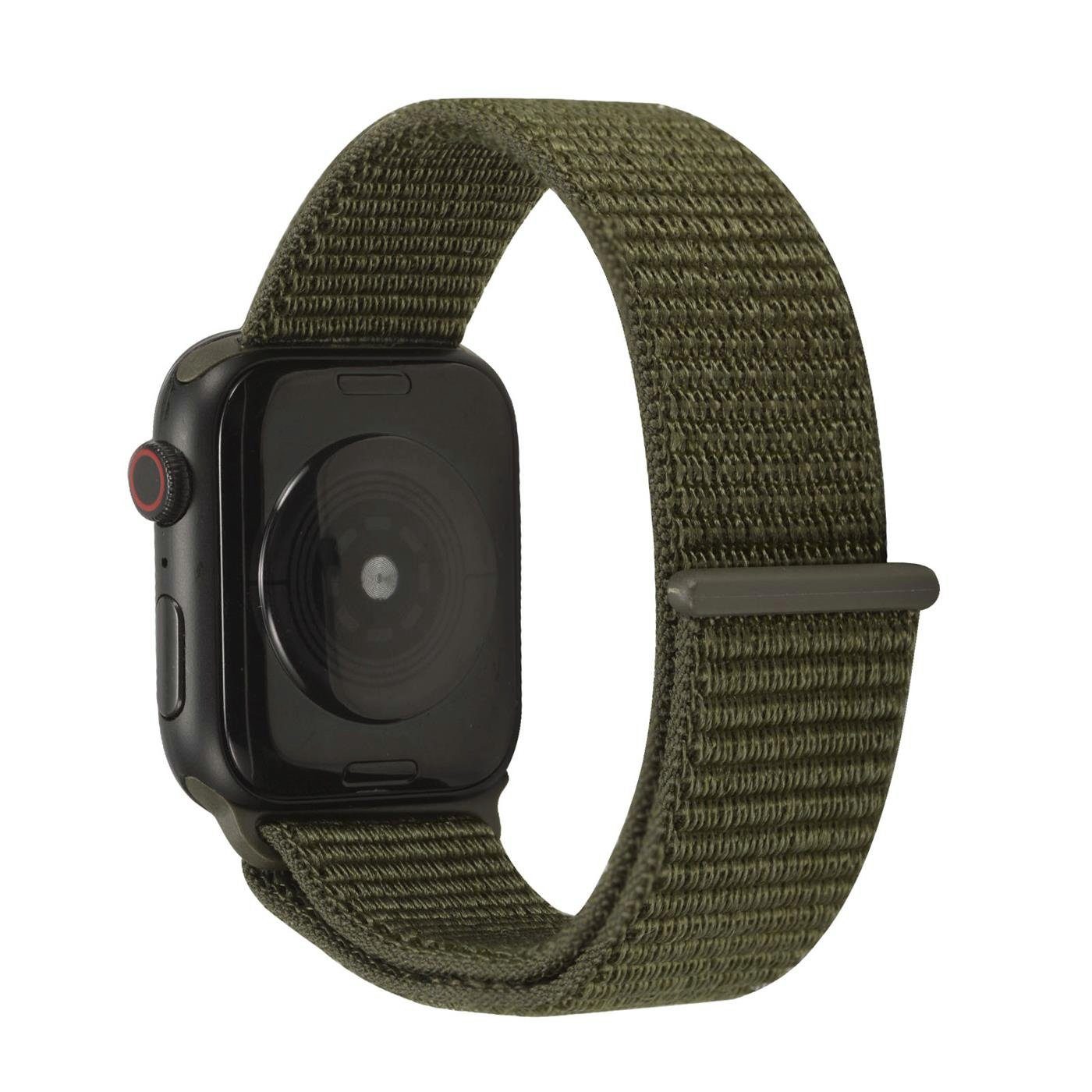 mit für Klettverschluss Ersatz 41mm Gehäuse, 8 Nylon Band Uhren mit Smartwatch-Armband Apple CoolGadget Stoff Serie Dunkelgrün Watch