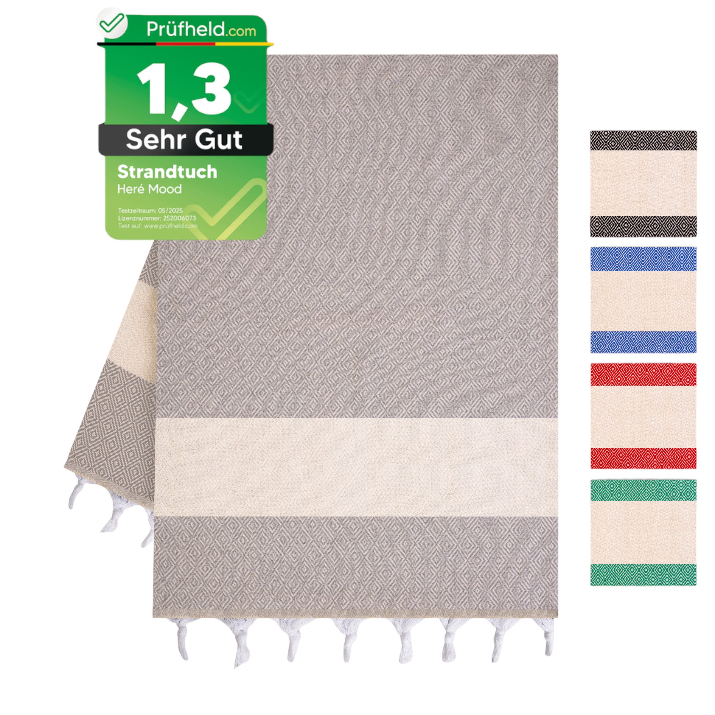 herémood Strandtuch Luxuriöses Hamamtuch, großes Handtuch, 100x180 cm, (1-St), schnelltrocknendes & saugstarkes Saunatuch in beige