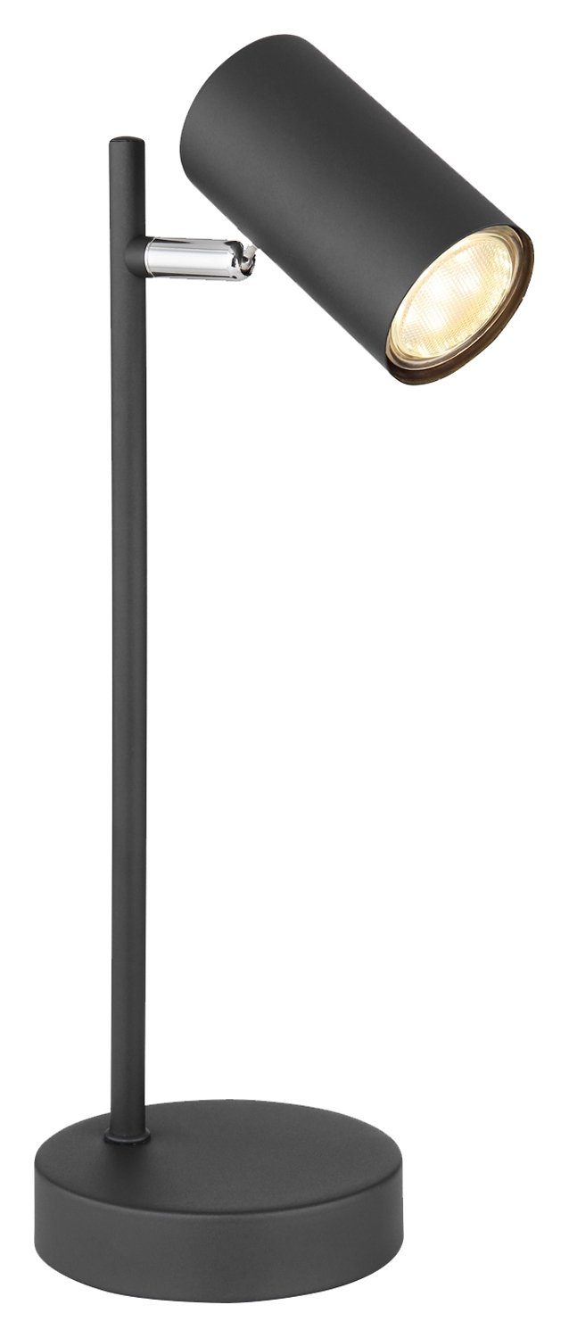 Globo Tischleuchte ROBBY, 1-flammig, Schwarz matt, Metall, H 35 cm, ohne Leuchtmittel, Lampenschirm verstellbar