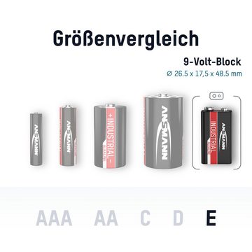 ANSMANN AG 10x Industrial Batterie 9V E-Block - 6LR61 Alkaline (10 Stück) Batterie
