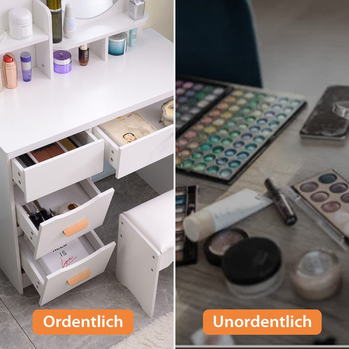 Simloveve Schminktisch mit LED-Beleuchtung Einstellbarer Helligkeit,mit günstig online kaufen
