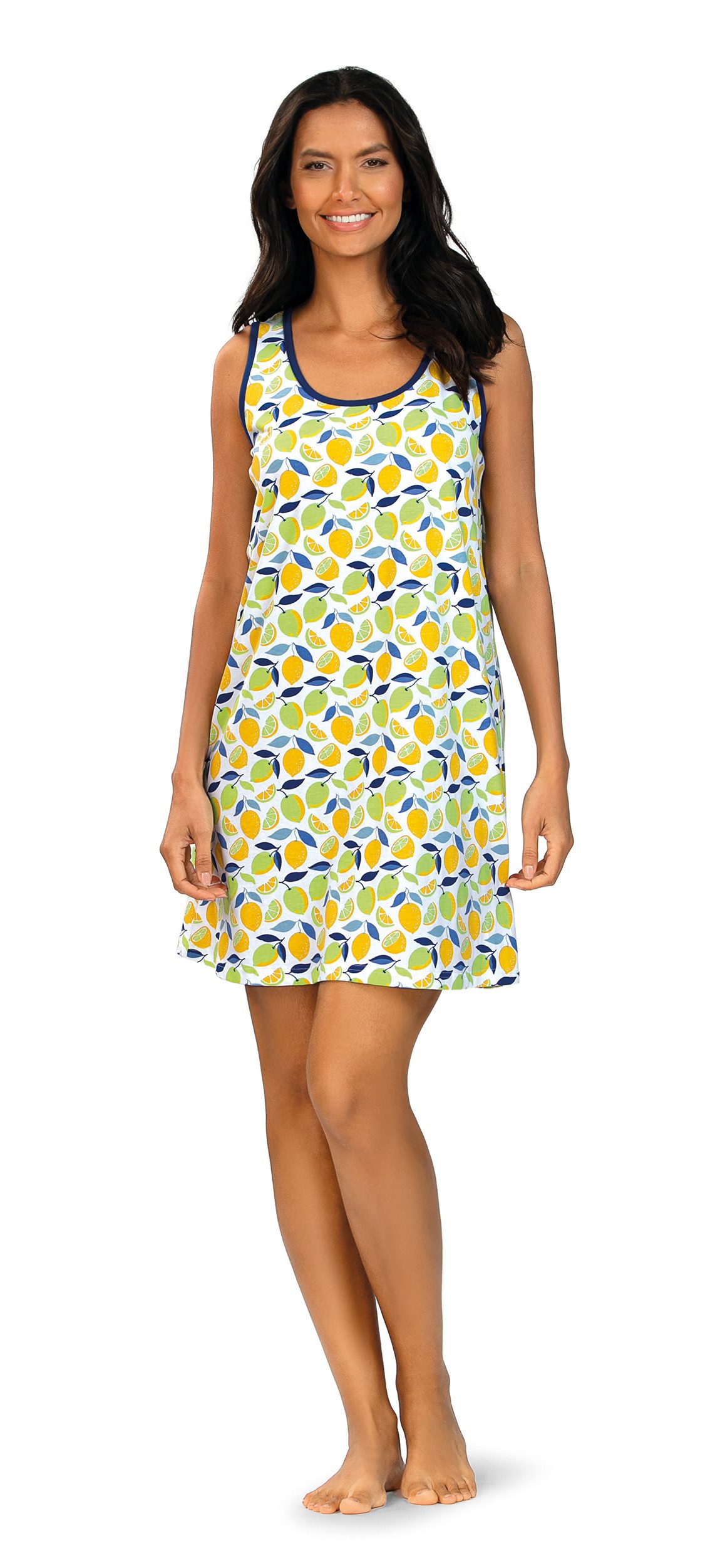 comtessa Nachthemd Ascafa Damen Nachtemd ärmellos Zitronen Limetten (1-tlg) ärmelloses Sommer Nachtemd Zitrus