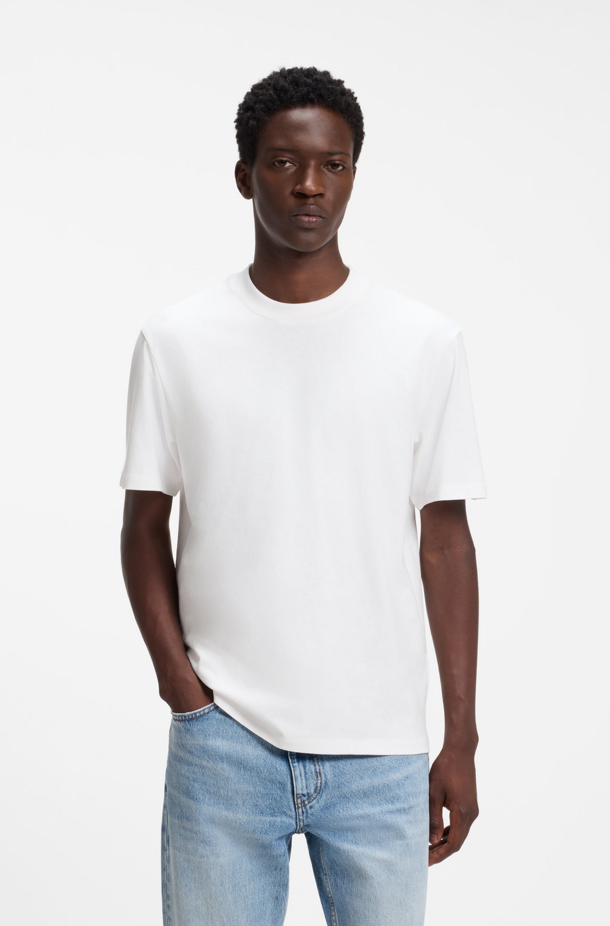 HUGO T-Shirt Rundhalsausschnitt, Relaxed Fit, Logo-Print