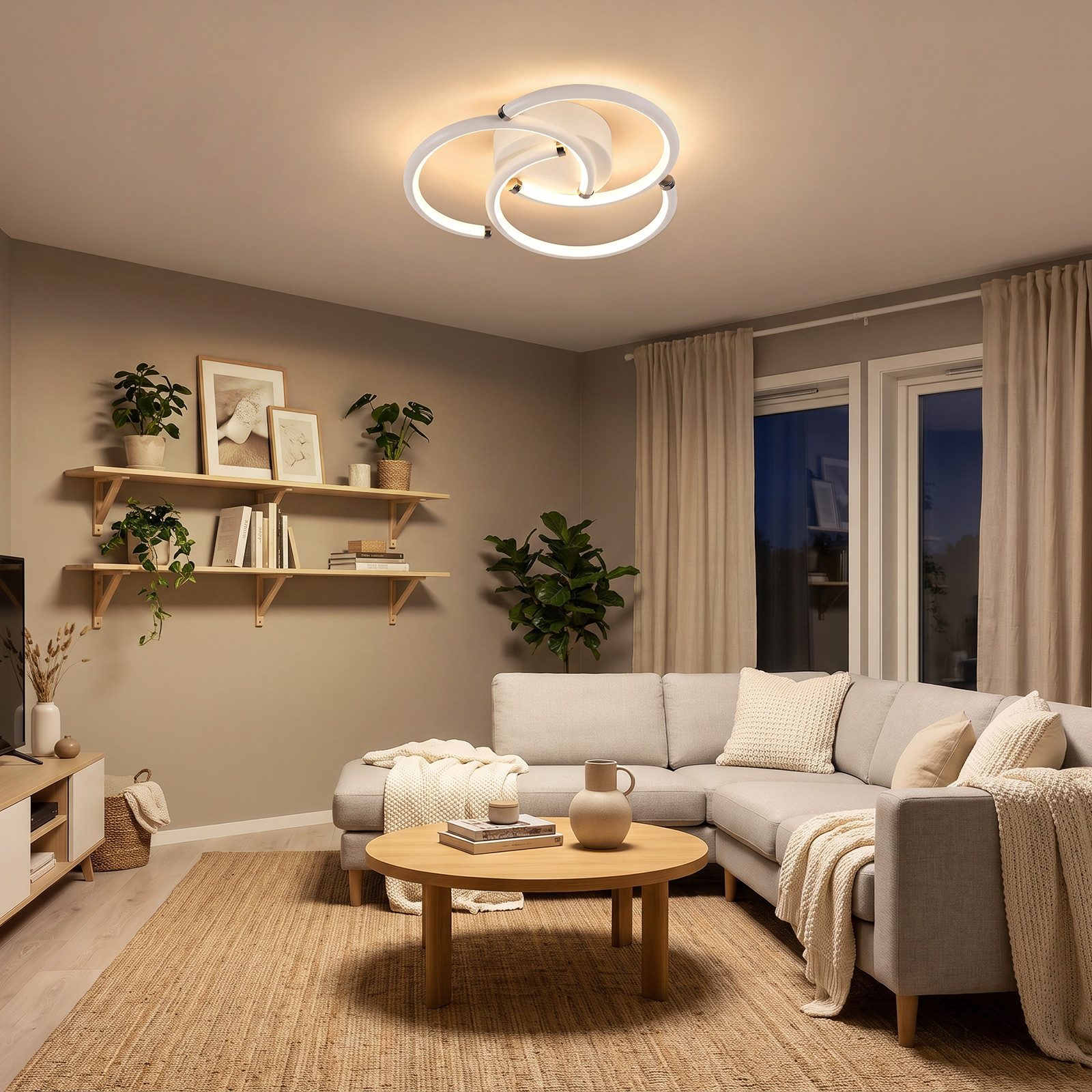 Nettlife LED Deckenleuchte Schwarz/Weiß Modern Ring Deckenlampe Metall Rund Deckenbeleuchtung, 24W 3000K Deckenlampe für Schlafzimmer Wohnzimmer Küche Flur Büro – Bild 5 von 5