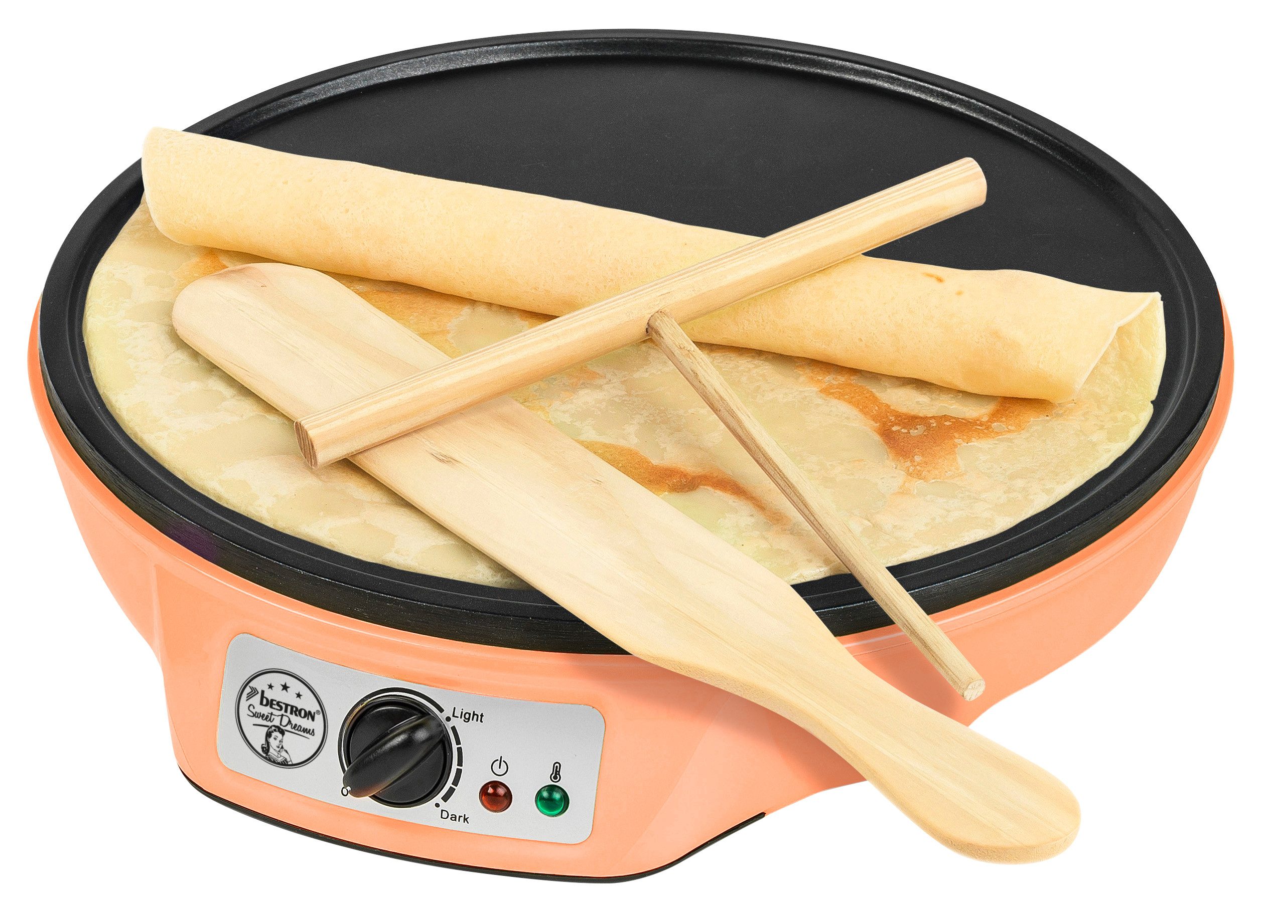 bestron Crêpesmaker ASW602, 1000 W, Ø 30 cm, Antihaft, Thermostat & Zubehör