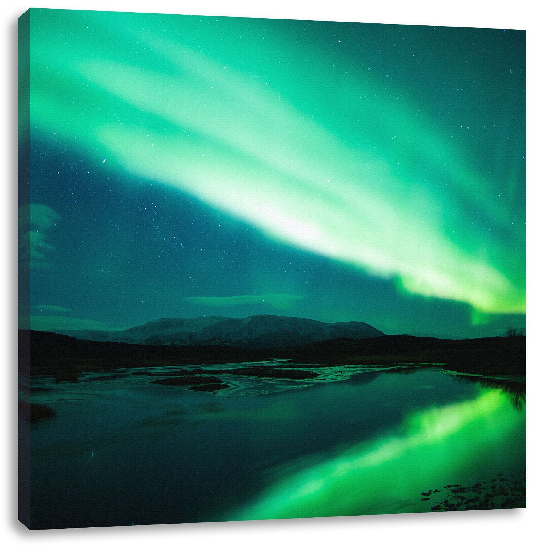 Pixxprint Leinwandbild Polarlichter in Skandinavien, Polarlichter in Skandinavien (1 St), Leinwandbild fertig bespannt, inkl. Zackenaufhänger