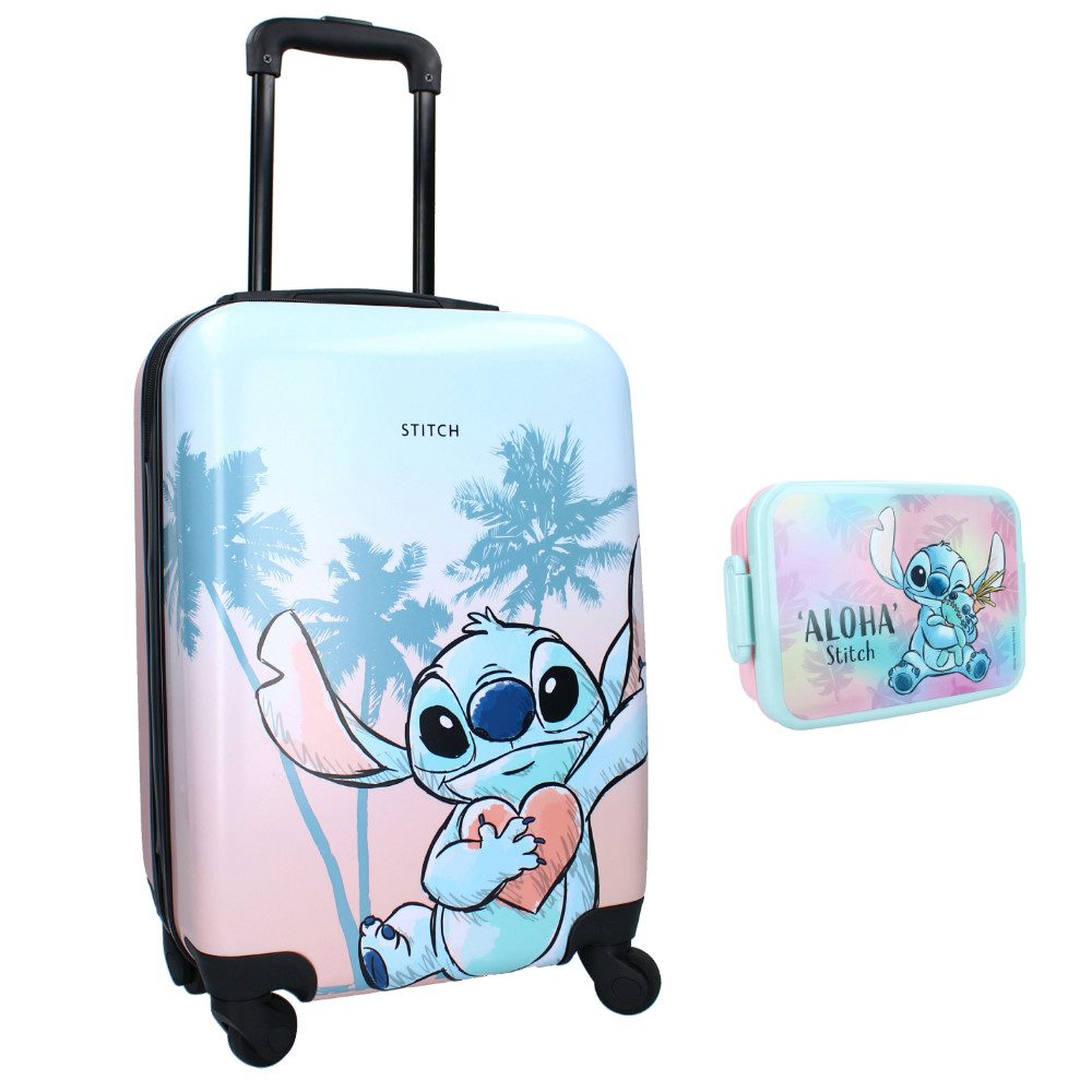 Disney Hartschalen-Trolley Disney Lilo und Stitch 2 tlg. Set Trolley Koffer plus Lunchbox, 4 Rollen