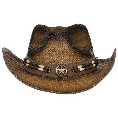FoxOutdoor Strohhut Strohhut, "Tennessee", mit Hutband, braun-schwarz mit Western Style Hutband