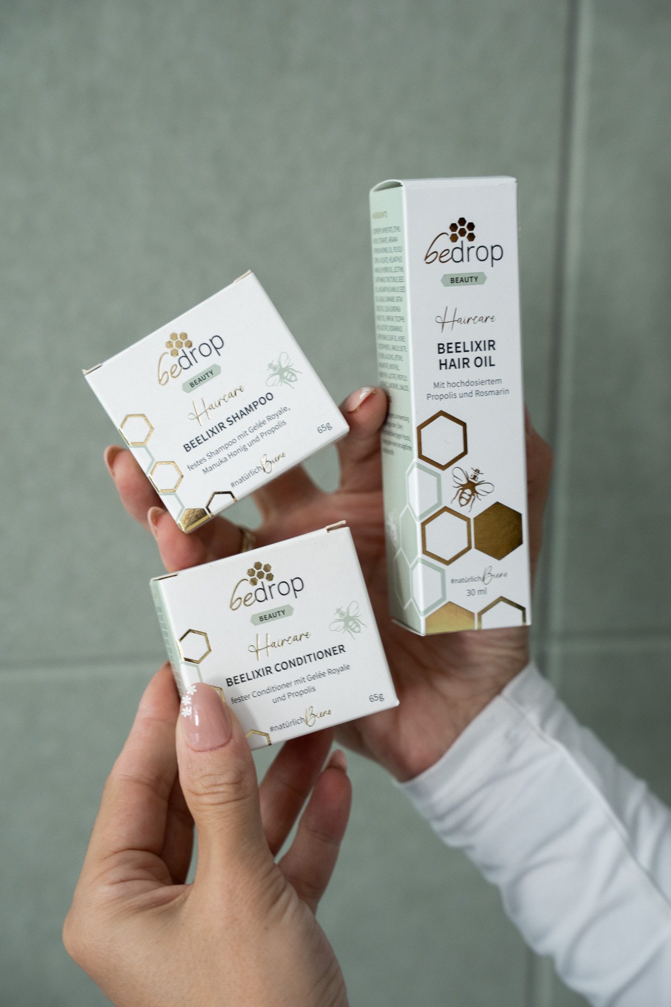 bedrop Haarpflege-Set Beelixir Hair Oil & fester Conditioner, Gelée Royale festes Shampoo, Geschenkset Haare, Ideal für die tägliche Haarpflege und -kur.