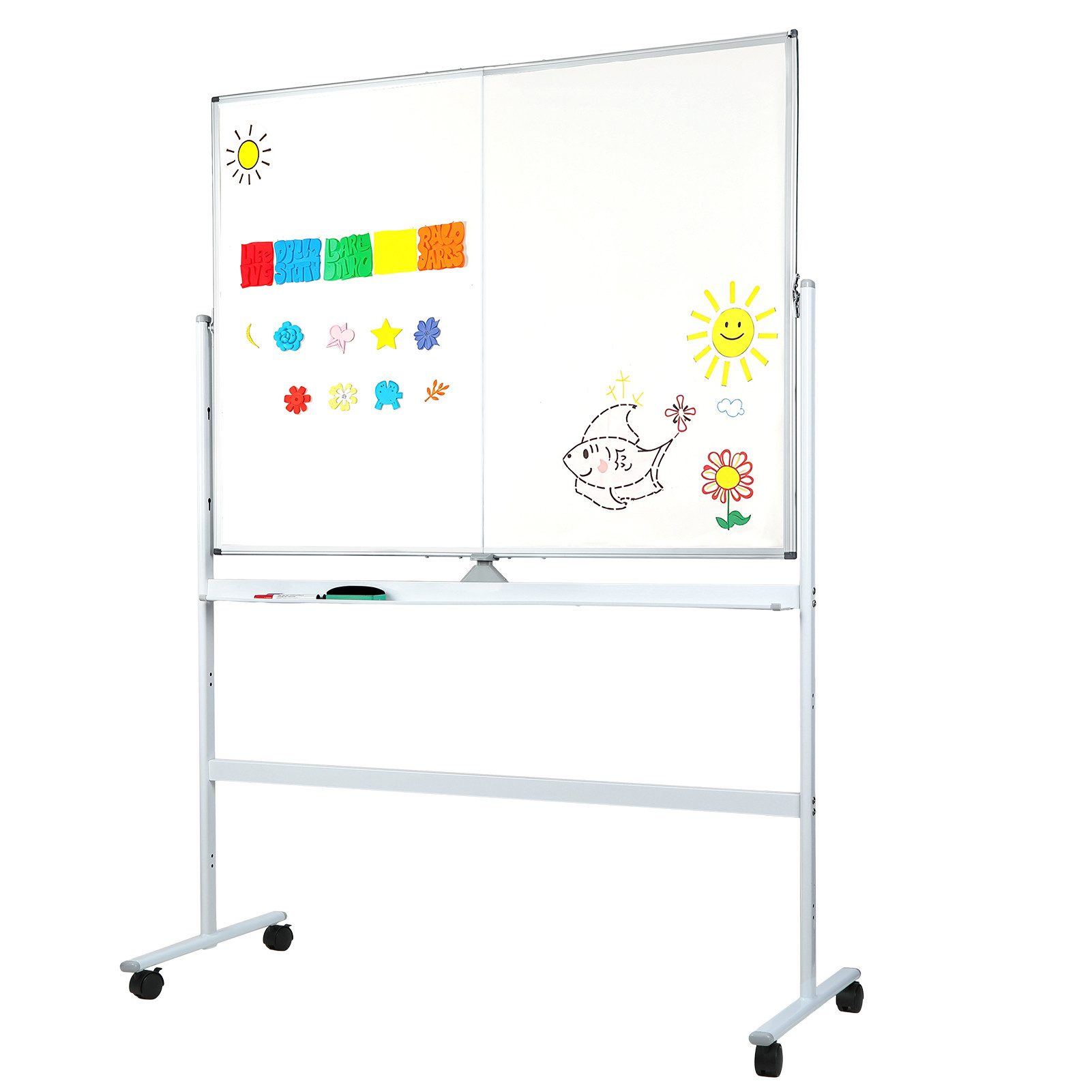 Rutaqian Whiteboard Marker 90 x 120 cm mobiles Whiteboard, doppelseitiges Roll-Whiteboard